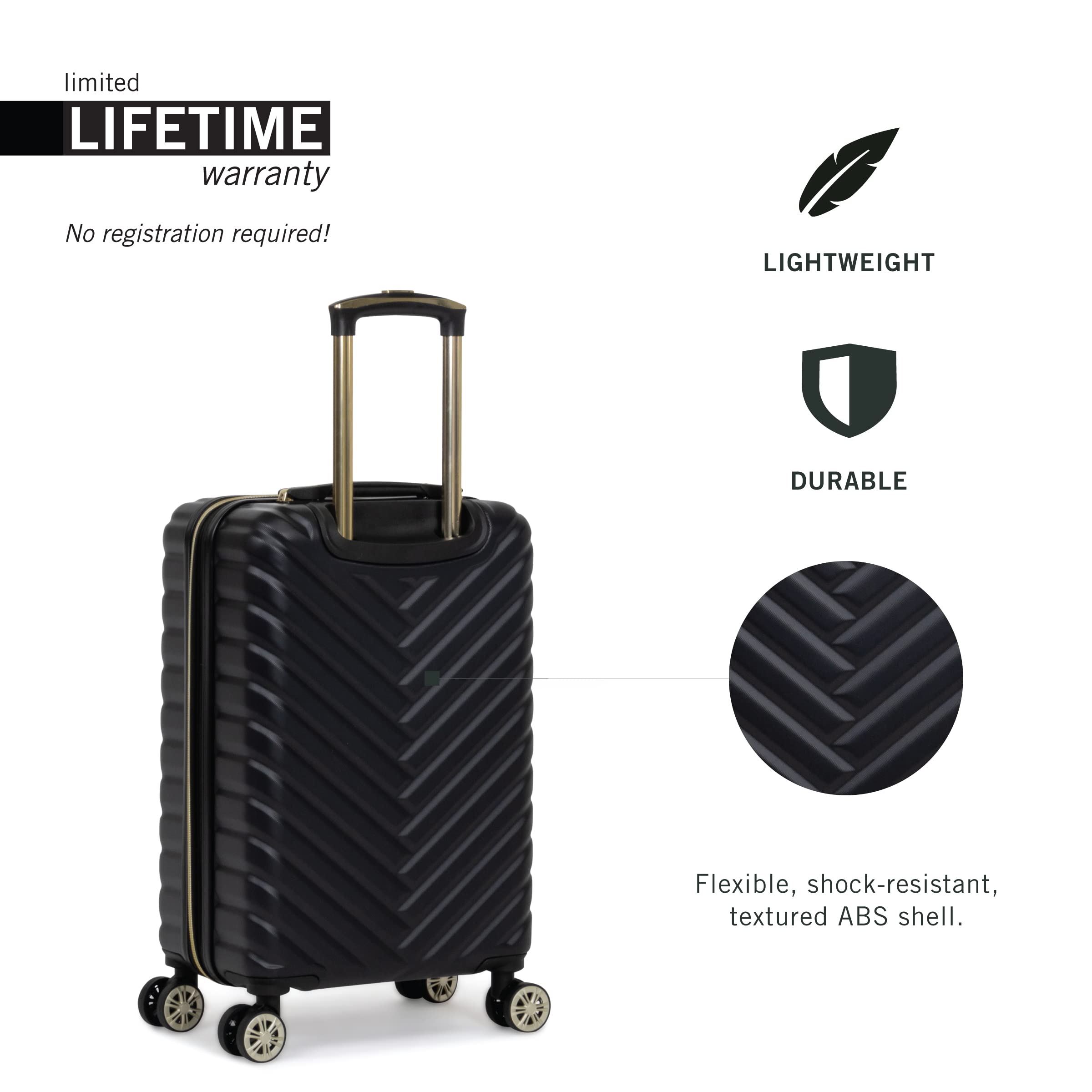 Kenneth Cole REACTION Madison Square Lightweight Hardside Expandable Spinner Carry-On Luggage 20-Inch - Black | Perfect for Business Travel & Weekend Getaways