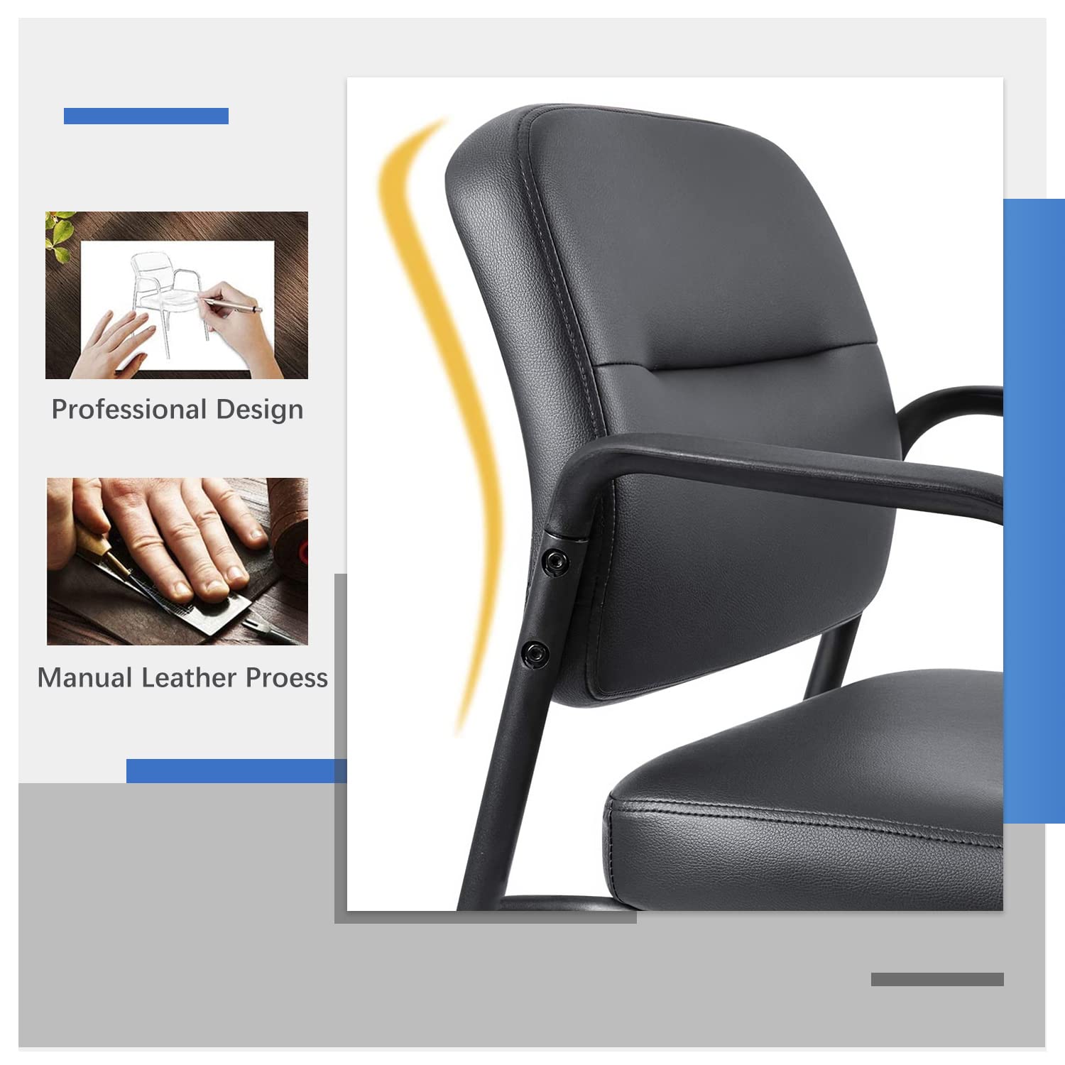 JUMMICO 2-Pack PU Leather Office Guest Chairs - Reception & Lobby Seating with Armrests, Executive Waiting Room Chairs for Business, Hotel, Clinic & Conference Room Use