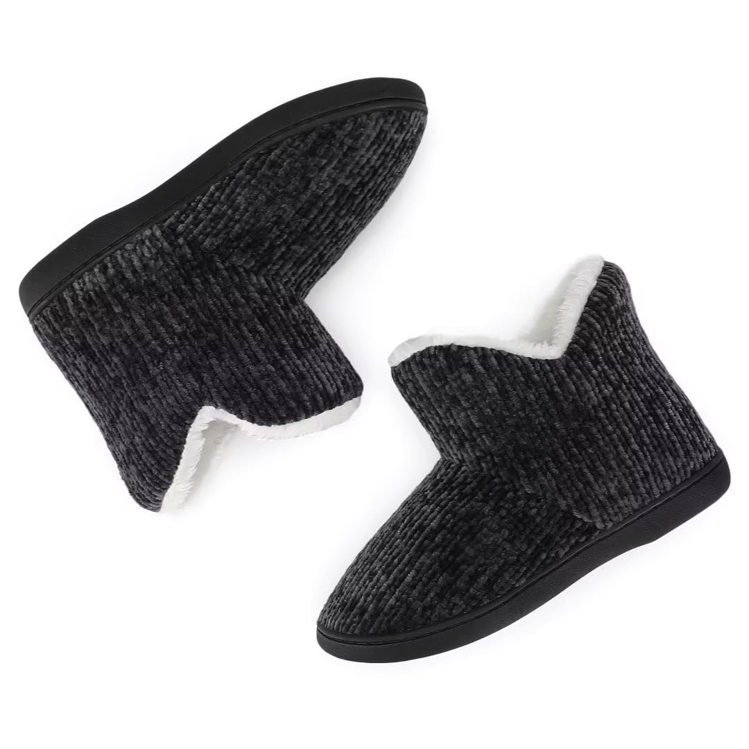 TUOBUQU Women's Cozy Fluffy Plush Bootie Slippers - Warm Indoor/Outdoor Winter House Shoes for Comfort & Style - Perfect for Home, Office, and Cold Weather Wear