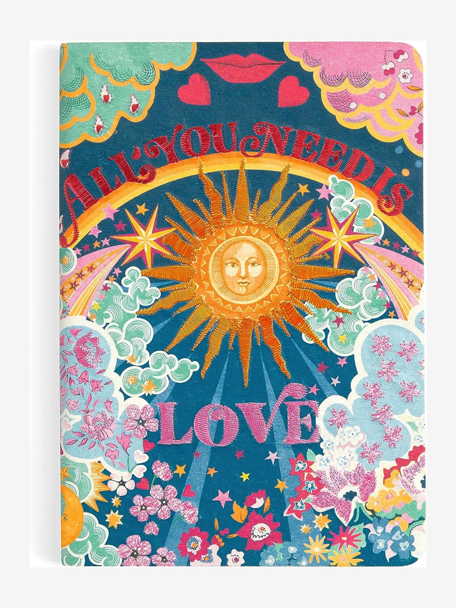 Liberty Handmade Embroidered Journal - All You Need is Love | Inspirational Writing Notebook for Journaling, Sketching & Gift Giving