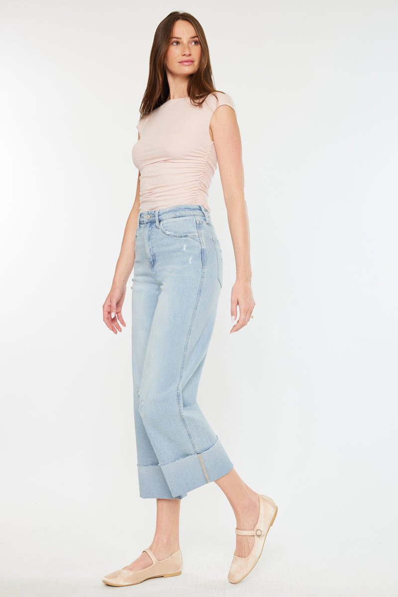 Sully 90's High Waist Cropped Wide Leg Jeans for Women - Vintage Retro Denim Pants - Perfect for Casual Outfits, Street Style & Everyday Wear