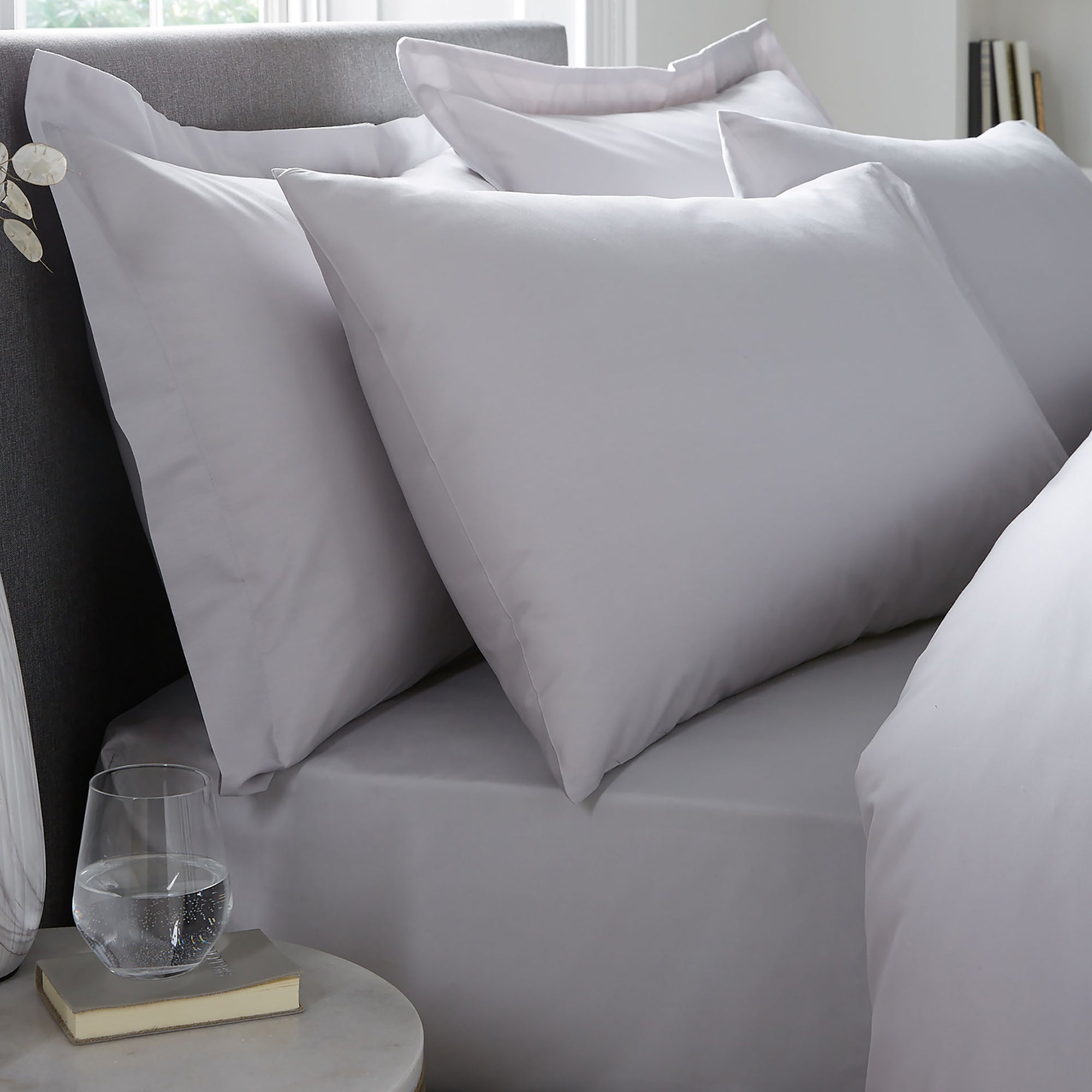 Premium Silver Plain Fitted Bed Sheet (32cm) - Soft & Breathable for Ultimate Comfort - Perfect for Master Bedroom, Guest Room, and Dormitory Use
