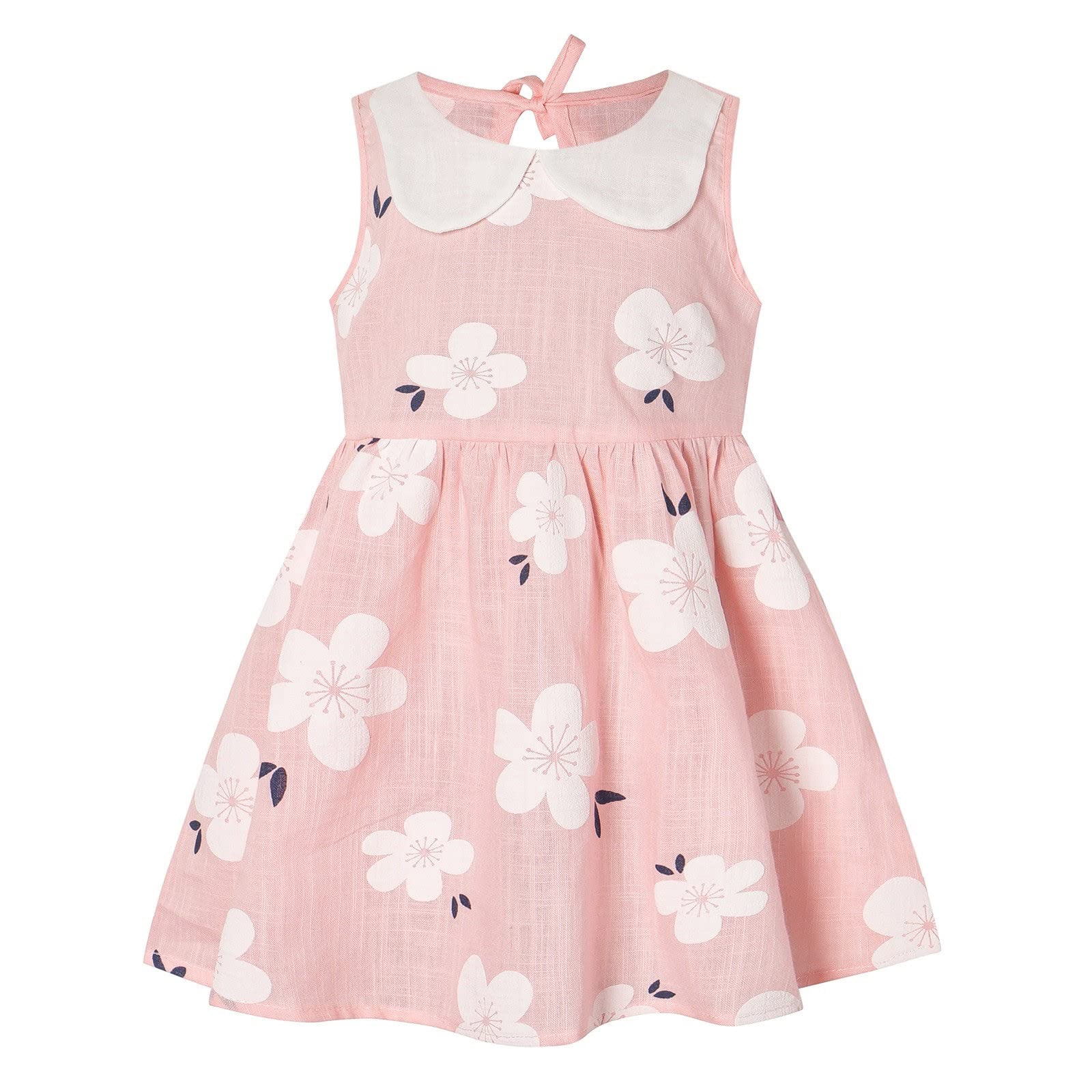 Toddler Girls Summer Dress - Sleeveless Lace Collar Colorful Print Princess Dress for Baby Girls | Perfect for Beach, Party & Outdoor Play