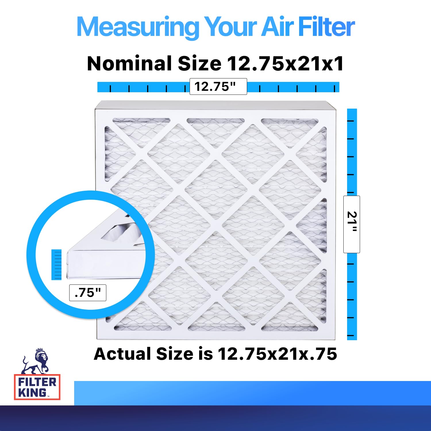 Filter King 12.75x21x1 MERV 8 Pleated Air Filters (2-Pack) | HVAC & Furnace Replacement Filters | Made in USA | Improves Indoor Air Quality for Home & Office | Allergy & Dust Reduction