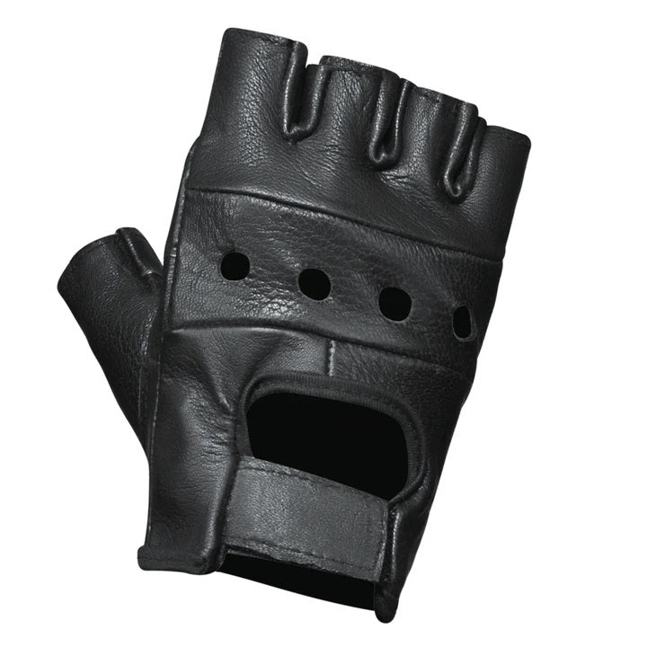 Open Road Men's Fingerless Leather Gloves - Biker & Driving Gloves for Motorcycle, Cycling & Winter Use - Touchscreen Compatible & Non-Slip Grip