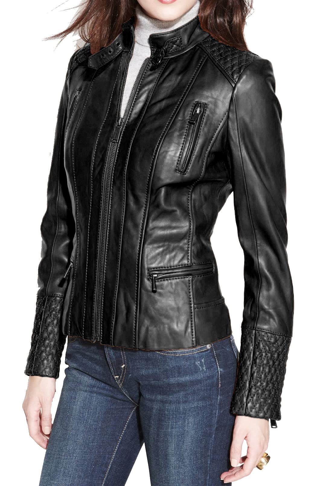 Genuine Lambskin Leather Bomber Jacket for Women - Stylish Biker Jacket in Green | Perfect for Motorcycle Riding, Casual Outfits & Night Out Looks
