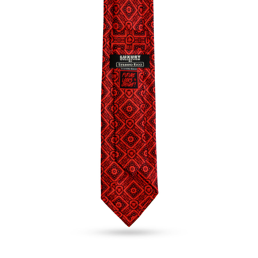Stefano Ricci Limited Edition Red & Black Diamond Paisley Luxury Tie - 1 of 50 Exclusive Pieces - Perfect for Weddings, Business Meetings & Formal Events