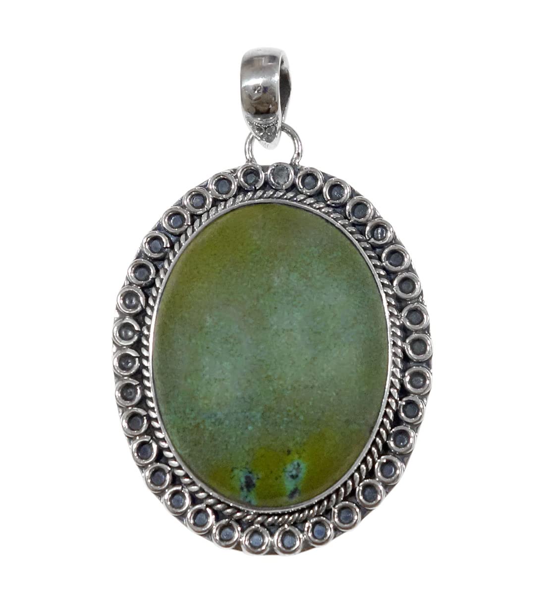 Handmade 925 Sterling Silver Tibetan Turquoise Pendant - Natural Gemstone Tribal Amulet for Women & Men | Boho Chic Jewelry for Everyday Wear & Spiritual Protection