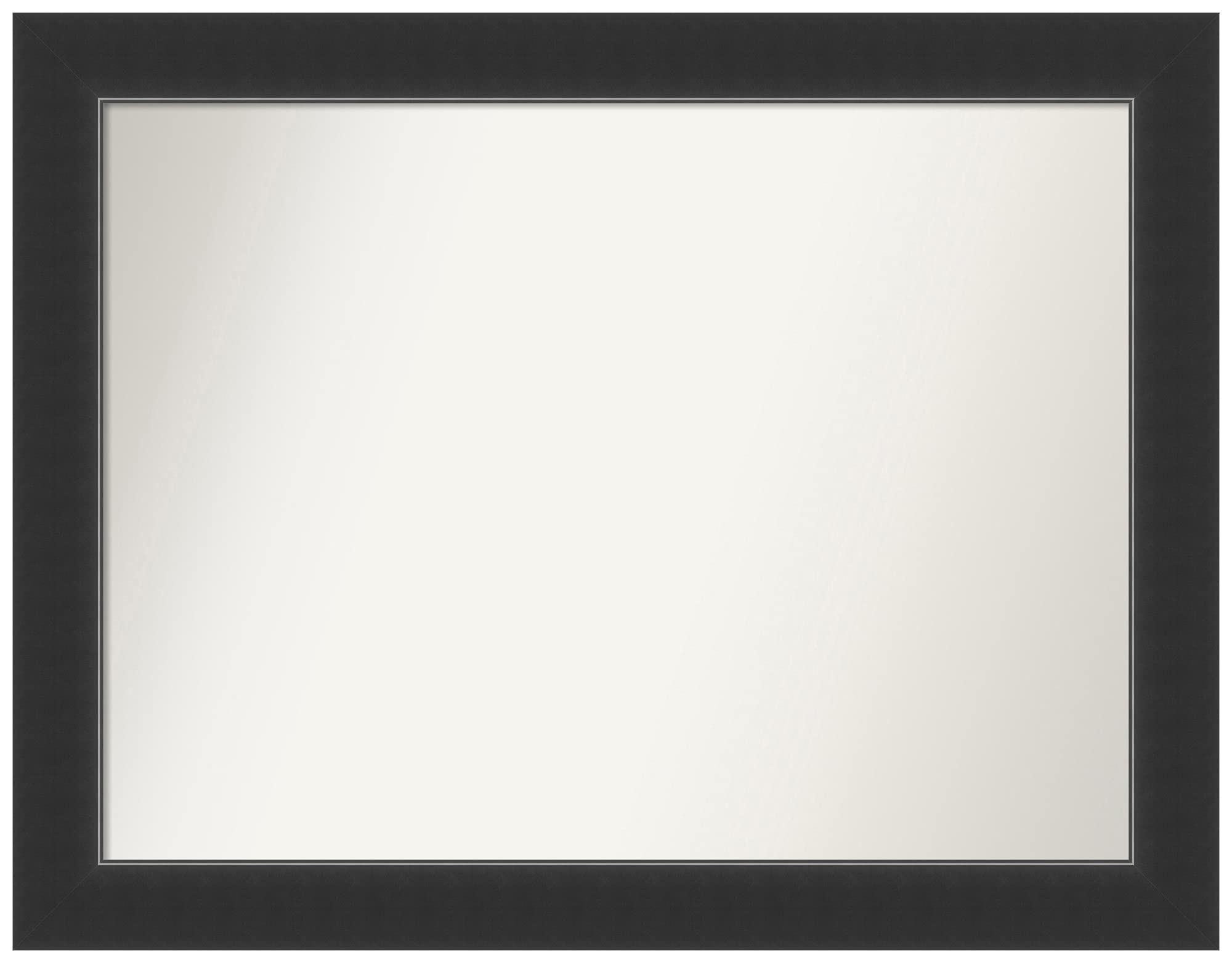 Amanti Art Non-Beveled Custom Wall Mirror 28x36 Inches - Corvino Black Frame - Bathroom, Living Room, Bedroom Decor - Various Sizes Available - Elegant Home & Office Wall Mirror