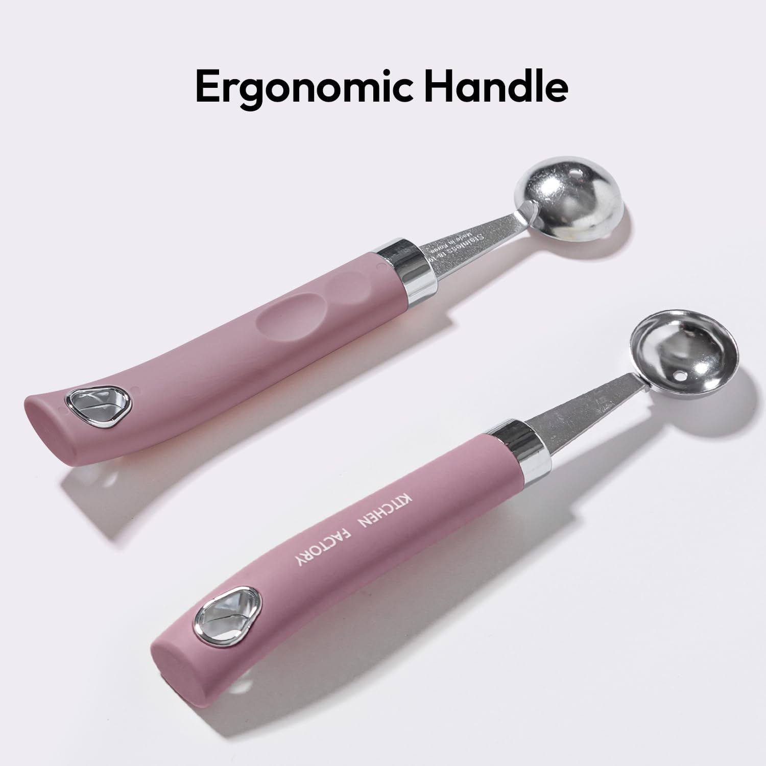 Premium Stainless Steel Melon Baller with Non-Slip Smooth Handle - Small Ice Cream Scoop for Fruits, Cookie Dough, Meatballs - Perfect for Kitchen, Baking, Party Food Prep & Ice Cream Serving (Dusty Pink)