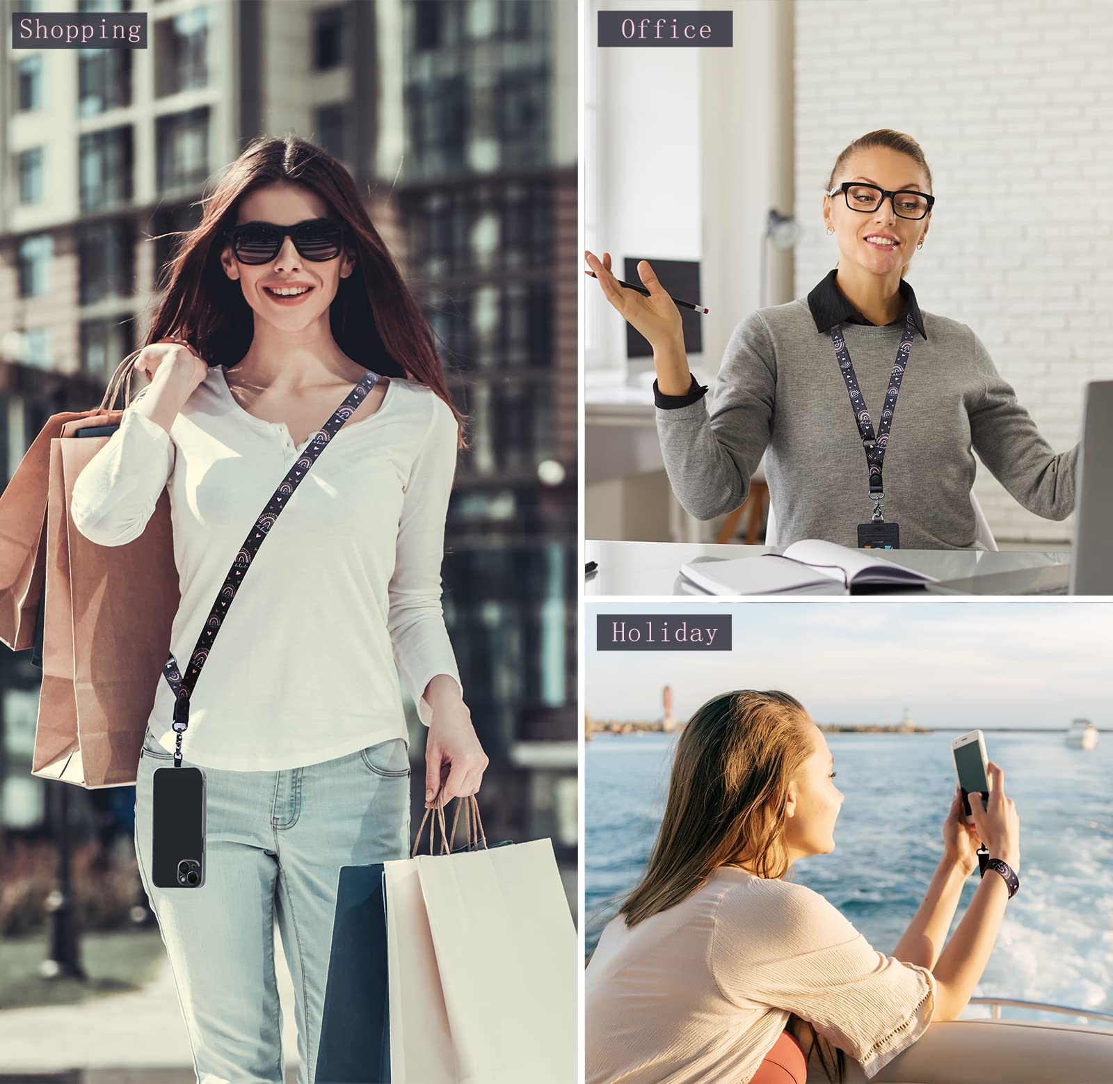 Universal Phone Lanyard with Crossbody Strap - Adjustable Phone Charms Strap for All Smartphones (iPhone, Samsung, Android) - Perfect for Work, Travel, Shopping & Outdoor Activities