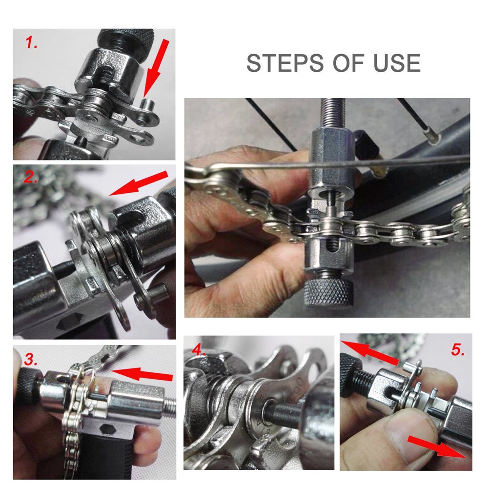 **Universal Bike Chain Tool with Chain Hook - Road & Mountain Bicycle Chain Repair Kit, Splitter Cutter Breaker for Easy Chain Removal & Installation - Perfect for DIY Bike Maintenance & On-the-Go Repairs**