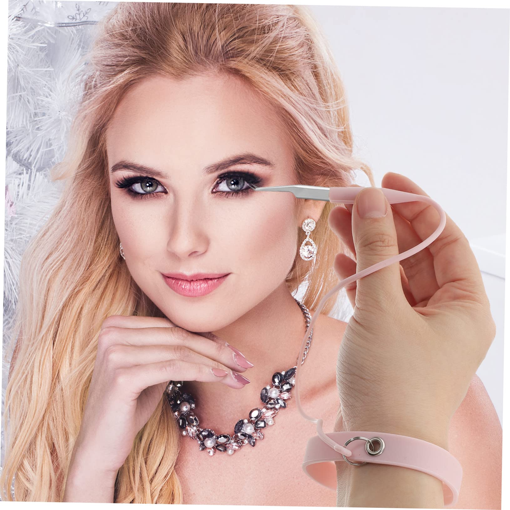 BIUDECO Professional Silicone Eyelash Extension Tweezers - Lash Applicator Tool with Wristband Holder for Precise Lash Extensions | Perfect for Salon Professionals & DIY Beauty Enthusiasts