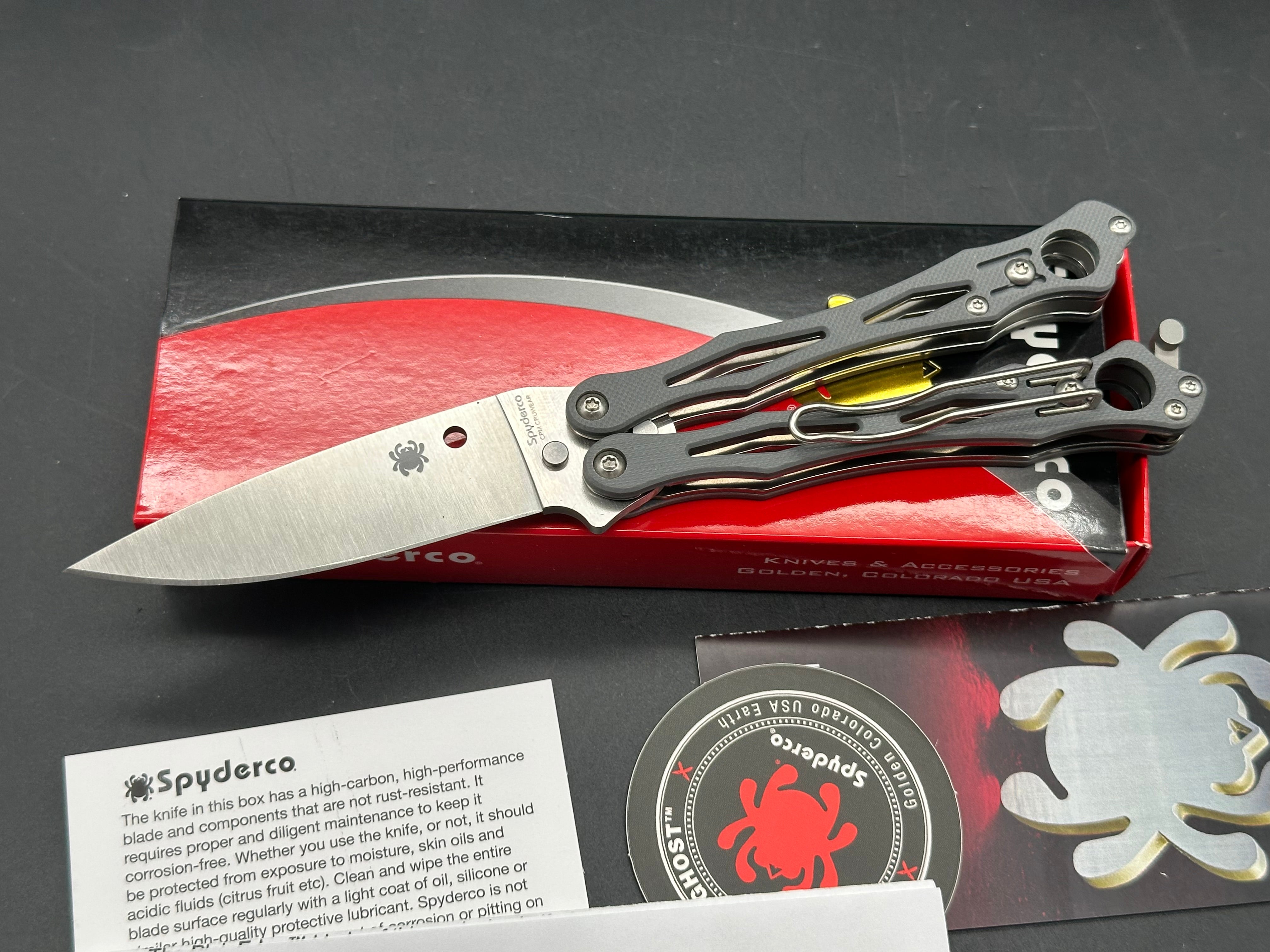 Spyderco SmallFly 2 Folding Butterfly Knife - Gray G10 Handle, 3.4