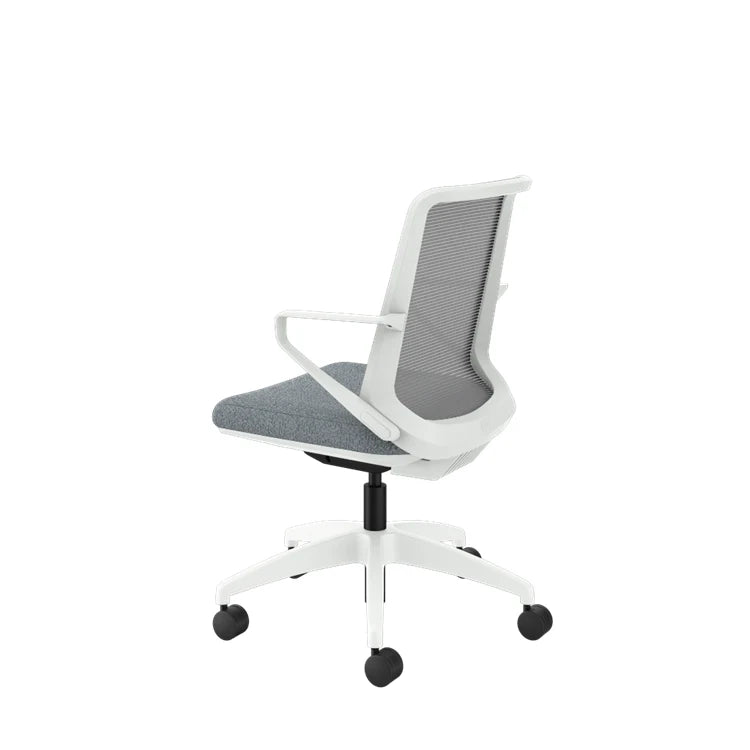 Ergonomic Cliq Office Chair with Synchro Tilt - Basalt Fabric & White Designer Frame - Perfect for Home Office, Gaming & Workspaces