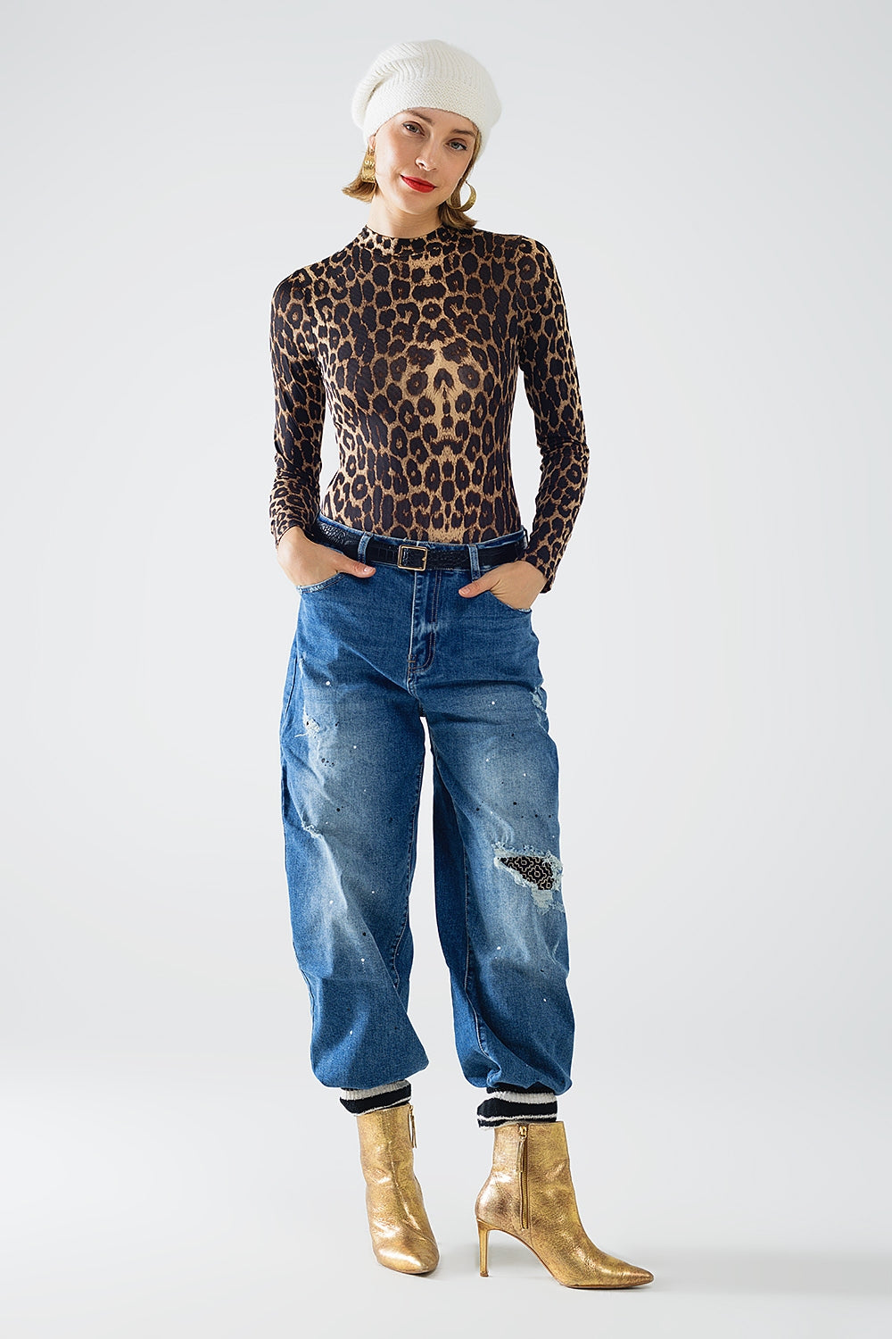 Leopard Print Spandex Long Sleeve Bodysuit for Women - Sexy & Comfortable Outfit for Dance, Cosplay & Night Out