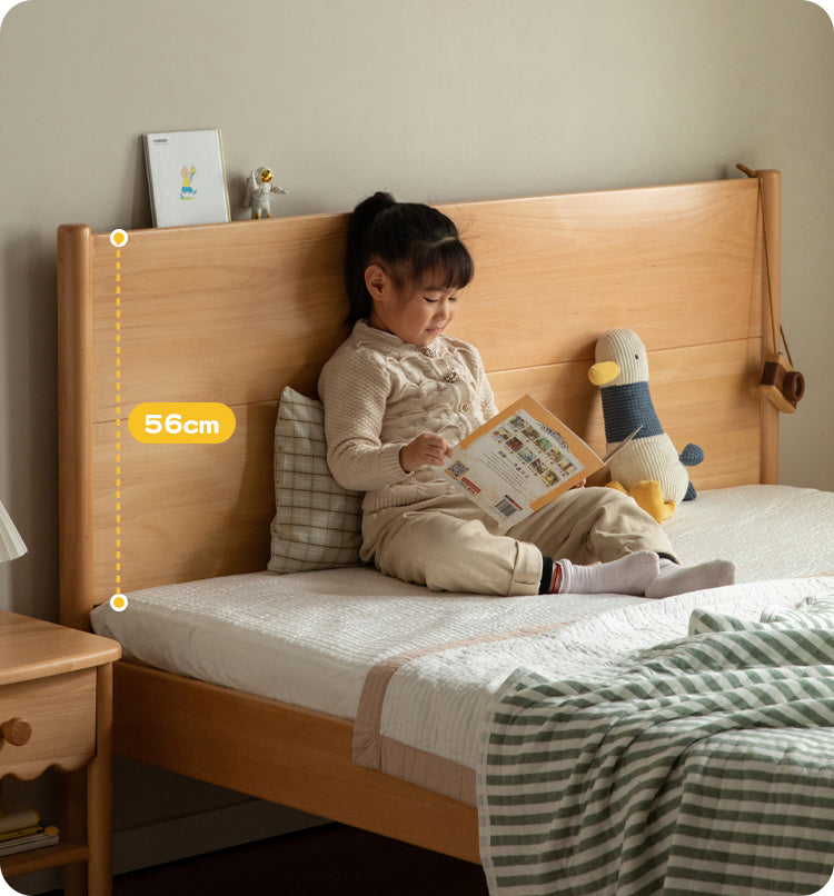 Solid Wood Kids Bed - Beech or Oak Frame - Soft Single Bed for Toddlers & Children - Perfect for Bedrooms, Daycare, or Guest Rooms