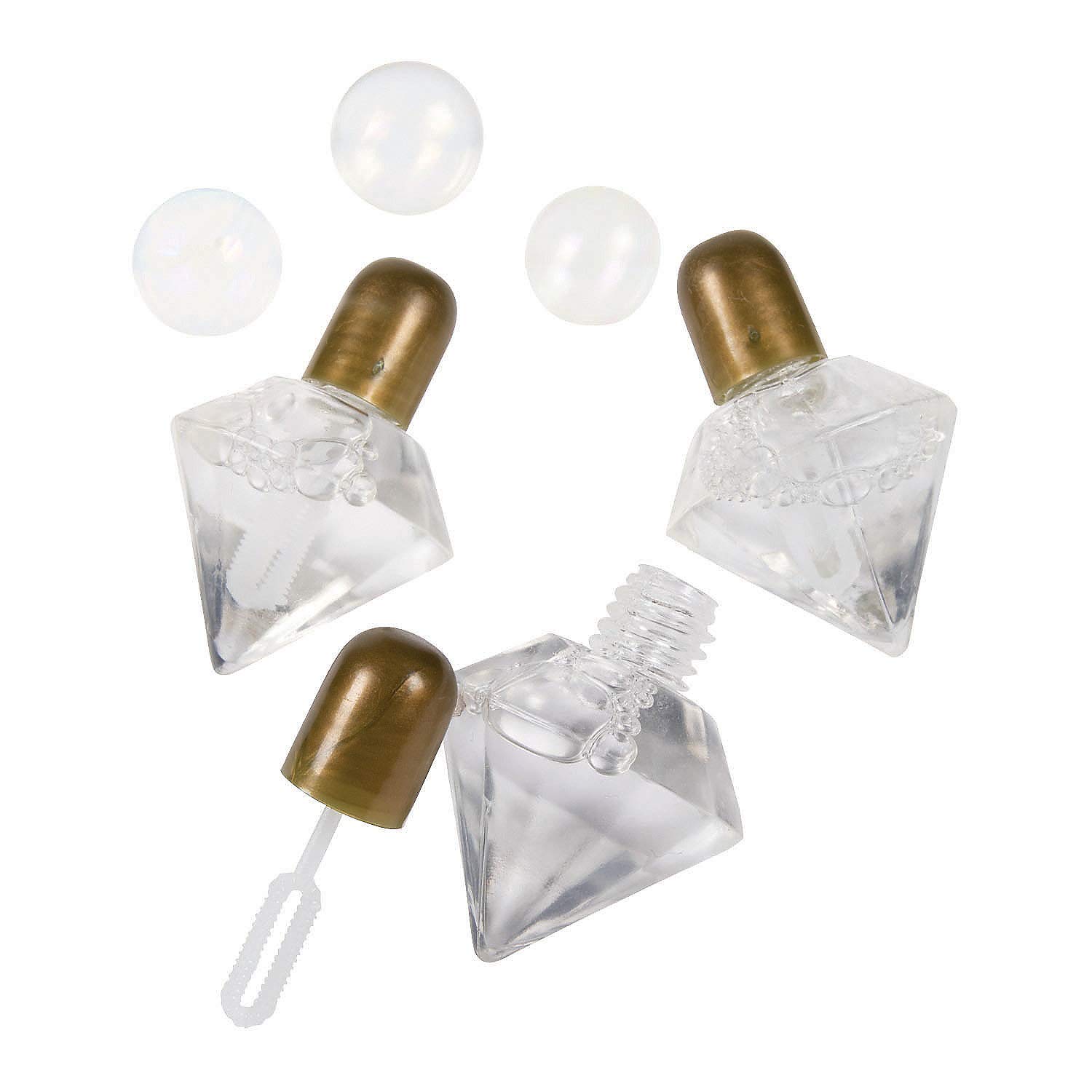 Premium Diamond-Shaped Glass Bottles with Bubbles - Elegant Wedding, Engagement & Bachelorette Party Favors (12-Pack) - Perfect for Celebrations, Photo Props & Guest Souvenirs