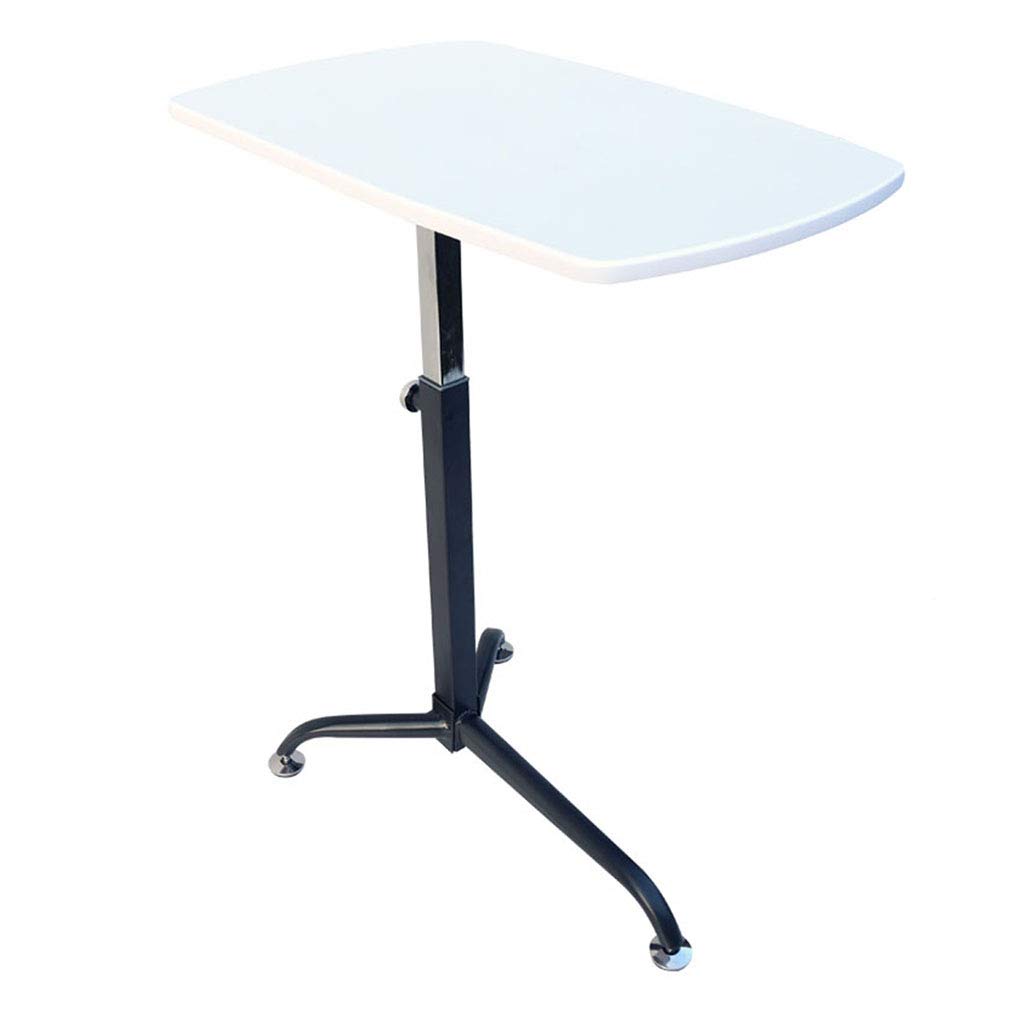 Adjustable Height Laptop Desk for Small Spaces - White MDF Computer Stand with Removable Tray & Triangular Bracket - Perfect for Sofa, Bed, Home Office & Overbed Workspace