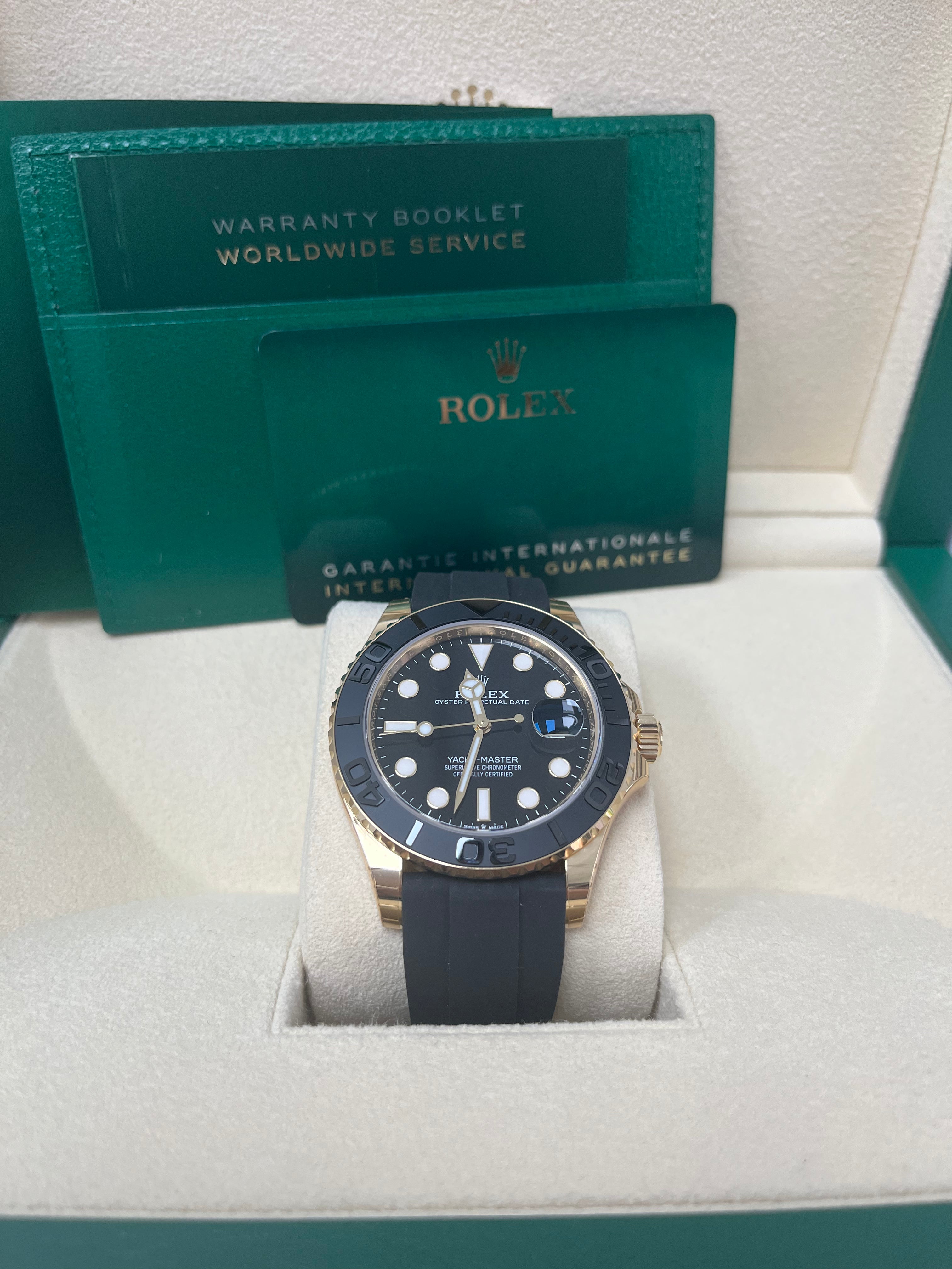Rolex Yacht Master 42 Watch - 18K Yellow Gold, Black Dial, Oysterflex Strap (Ref.226658) | Luxury Men's Diving Watch for Sailing & Special Occasions