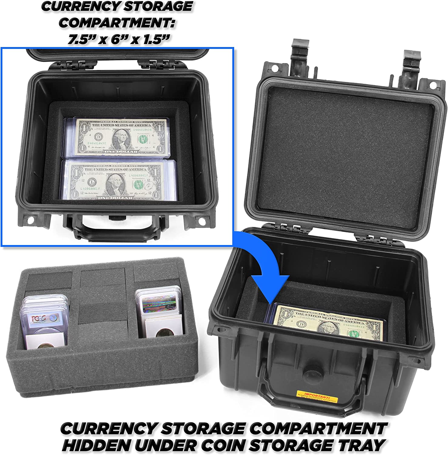 CASEMATIX Graded Coin Case for 50 PCGS or NGC Certified Coins - Waterproof Custom Coin Storage Box with Secure Holders for Coin Collectors - Perfect for Display, Protection & Organizing Valuable Coin Collections