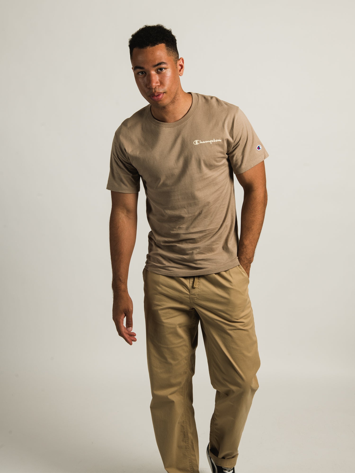 Champion Classic Short Sleeve Script Logo T-Shirt - Men's Casual Cotton Tee for Everyday Wear, Gym & Street Style
