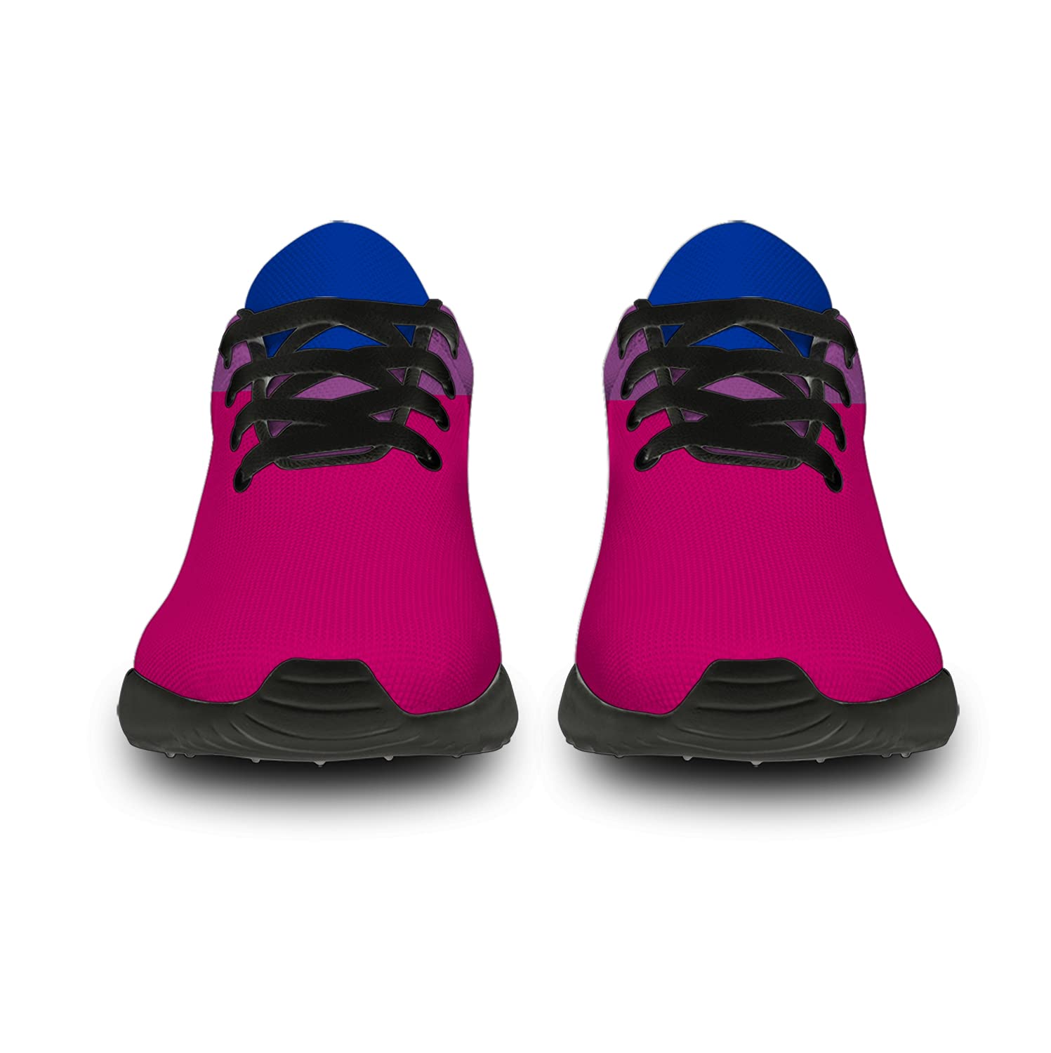 LGBTQ Pride Running Shoes for Women & Men - Bisexual Flag Sneakers for Walking, Tennis & Gym - Comfortable Bi Pride Athletic Shoes - Size 3.5 Men/5.5 Women Black - Perfect for Pride Parades, Workouts & Everyday Wear