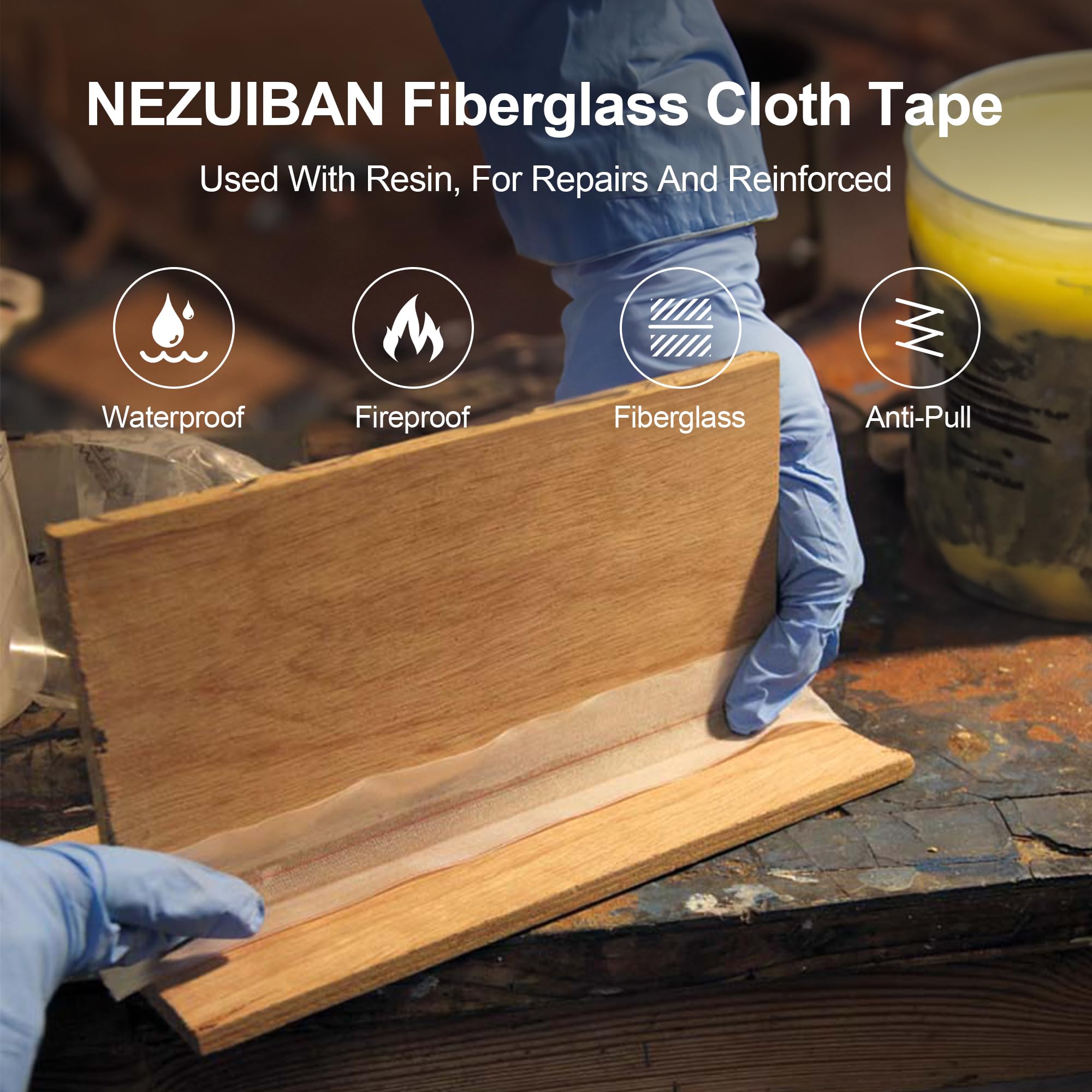 NEZUIBAN 6 oz Fiberglass Cloth Tape - 2 Inch Wide x 50 Yards - High Strength Woven Fiberglass Fabric Tape for Drywall Repair, HVAC Sealing & Industrial Applications