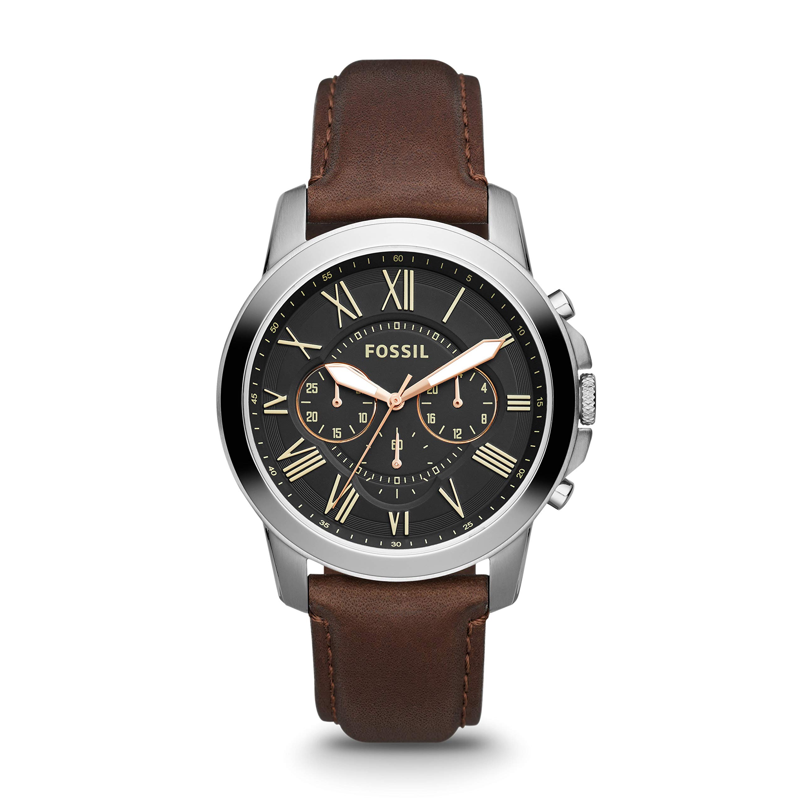 Fossil Men's Grant Stainless Steel Chronograph Watch - Water Resistant Quartz Analog Wristwatch for Business, Casual & Formal Occasions