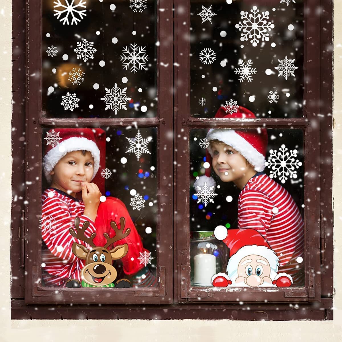 CCINEE Christmas Window Clings - 208PCS Holiday Window Stickers with Snowflakes, Santa Claus & Reindeer Decorations for Home, Office & Classroom | Festive Winter Decor