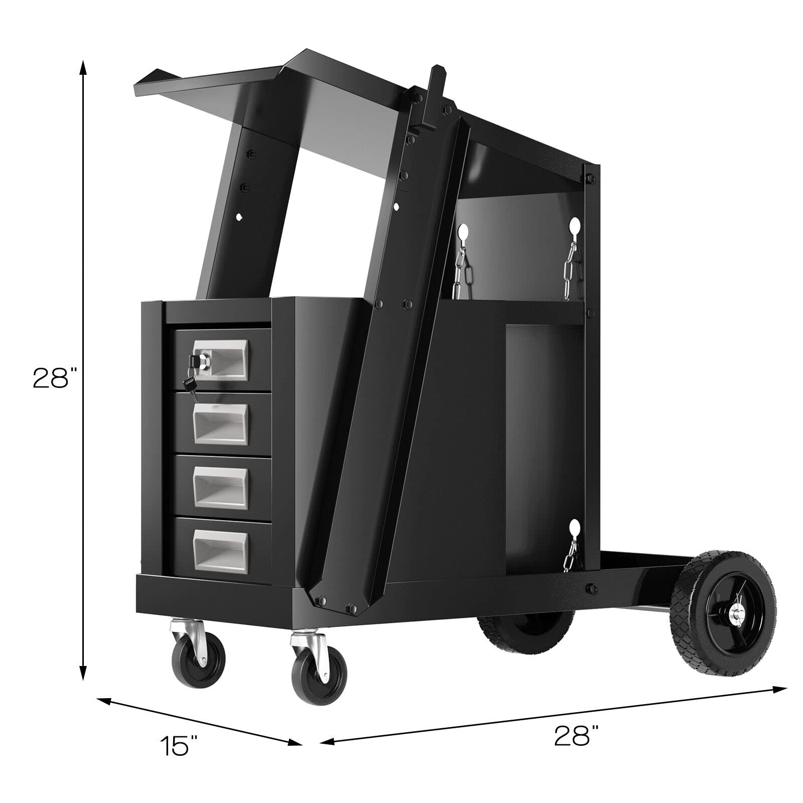 Durable 4-Drawer Welding Cart for Cabinet Welders - High-Strength Iron Construction with Smooth Rolling Wheels | Plasma Cutter Storage & Workshop Organizer | Perfect for Metal Fabrication, Automotive Repair & DIY Projects