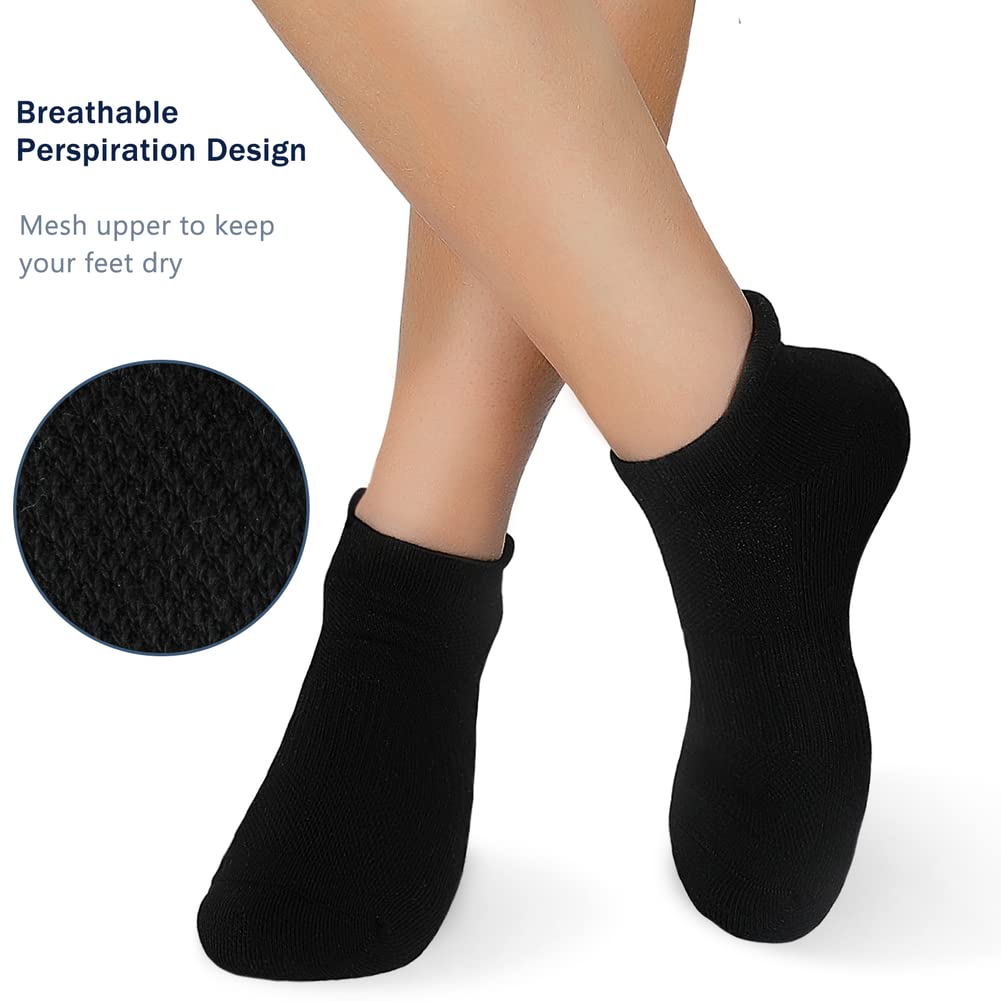 Unitop Men's & Women's Low Cut Ankle Socks - 6 Pairs Breathable Cushioned Athletic Socks for Running, Gym, Workout & Everyday Wear