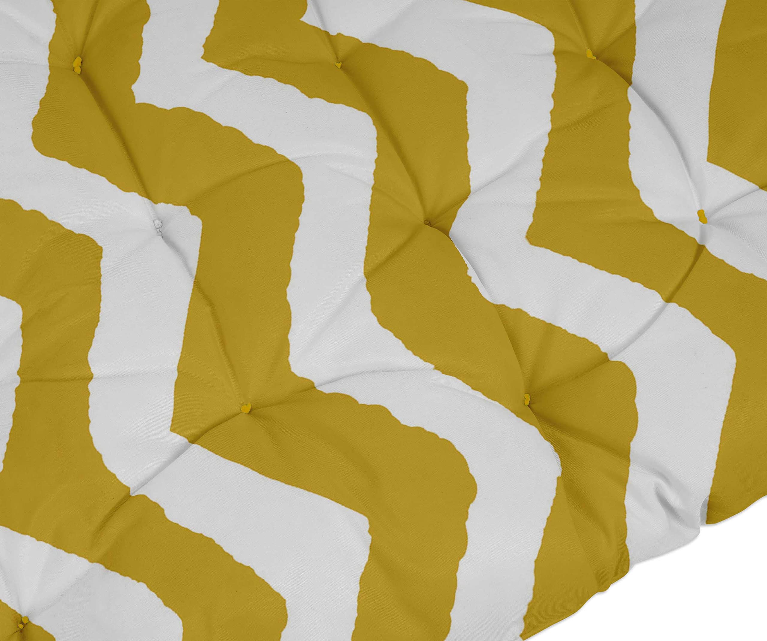 Quilted Thick Padded Seat Cushion for Rocking Chair, Sofa & Recliner - 74 x 23 Inches Gamboge Yellow - Outdoor Garden, Terrace & Bench Use with Secure Ties