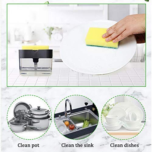 EKESHVAR 2-in-1 Pump Dispenser and Sponge Holder with Cleaning Sponge - Kitchen Sink Soap Dispenser for Dishwashing Liquid | Perfect for Kitchen Organization & Dish Cleaning Tasks