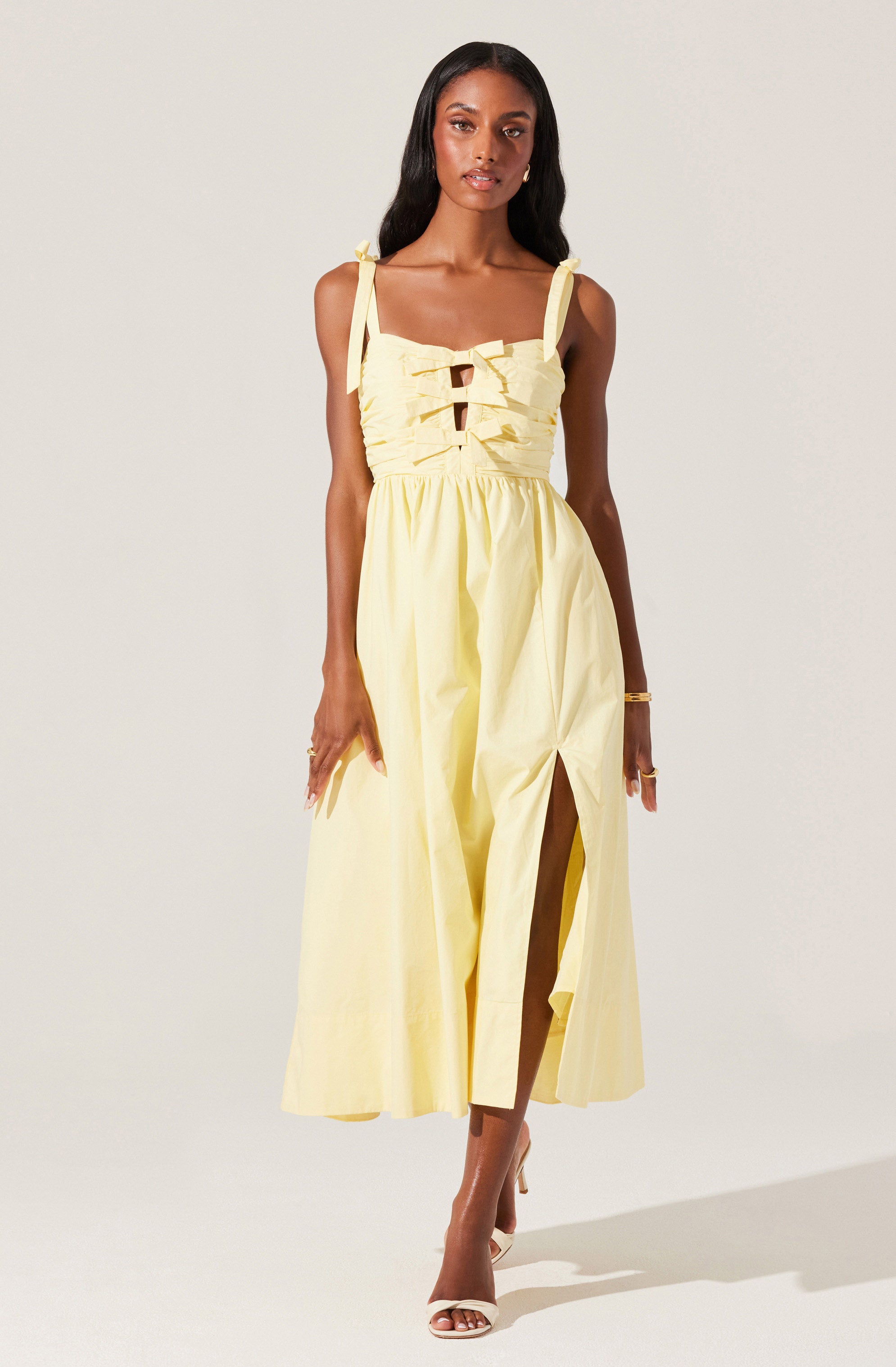 Helia Bow Front Midi Dress - Elegant Floral Print Women's Party Dress for Wedding, Cocktail & Special Occasions