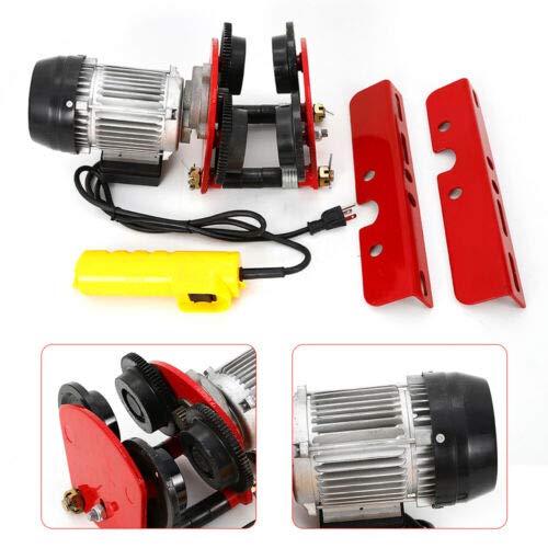Mini Electric Wire Rope Hoist 110V/220V 2200lbs Capacity - Portable Electric Winch Crane with Trolley & Remote Control for Home Garage, Workshop, and Construction Lifting