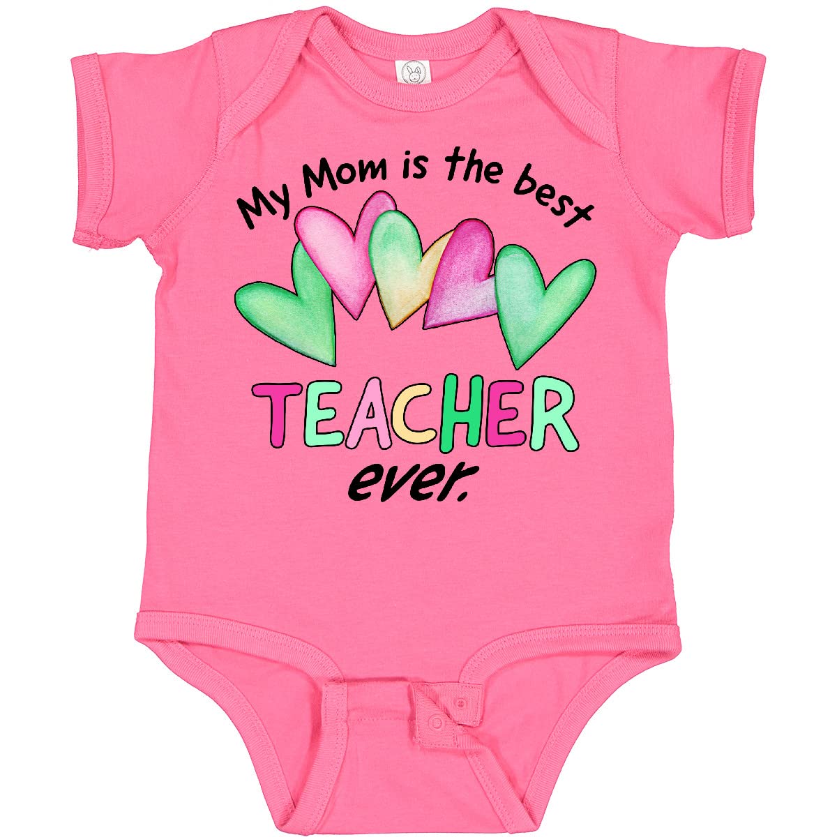 Inktastic My Mom Is the Best Teacher Ever Baby Bodysuit - Soft Cotton Cute Infant Onesie for Newborns - Perfect Gift for Teacher Appreciation Day & Mother's Day