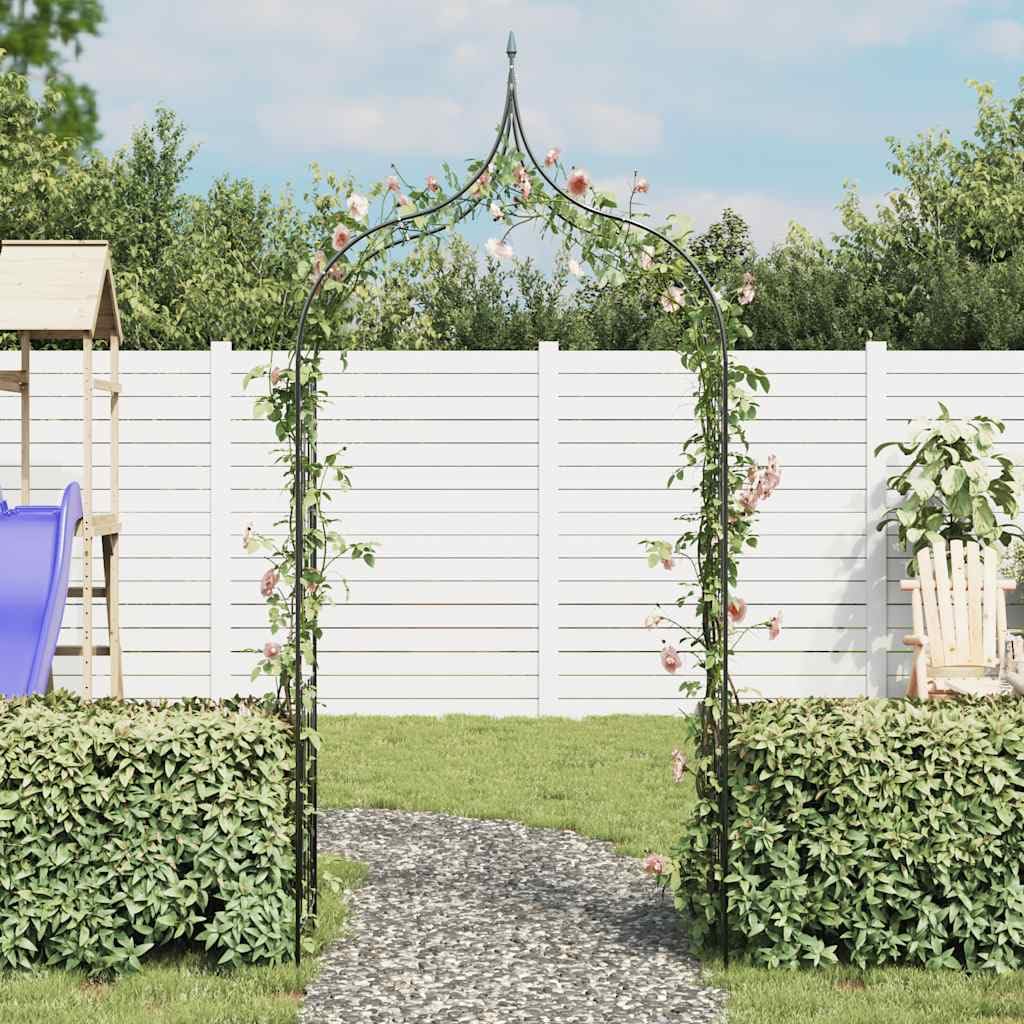 VidaXL Metal Garden Arch with Spikes for Climbing Plants - Dark Green Outdoor Decor for Roses, Vines & Wedding Backdrops