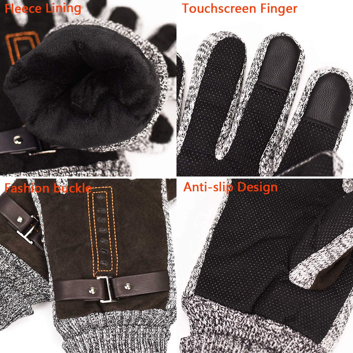 Men's Winter Touchscreen Gloves - Thick Suede Leather with Fleece Lining for Driving, Texting & Outdoor Activities | Cold Weather Hand Protection for Work, Commuting & Snow Sports