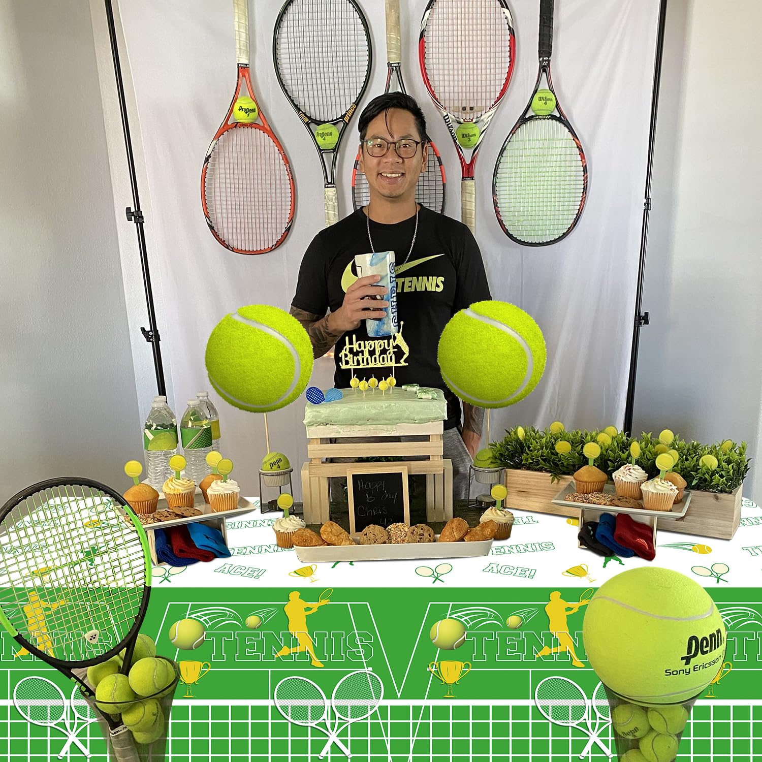 2 Pack Tennis Party Tablecloths - 51x87