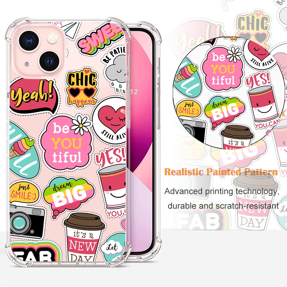 Cute Smile Heart iPhone 13 Case (6.1 inch) - Trendy Rainbow Love Art Design Soft TPU Bumper Cover with Multi-Colored Patterns | Perfect Gift for Valentine's Day, Anniversary or Everyday Use