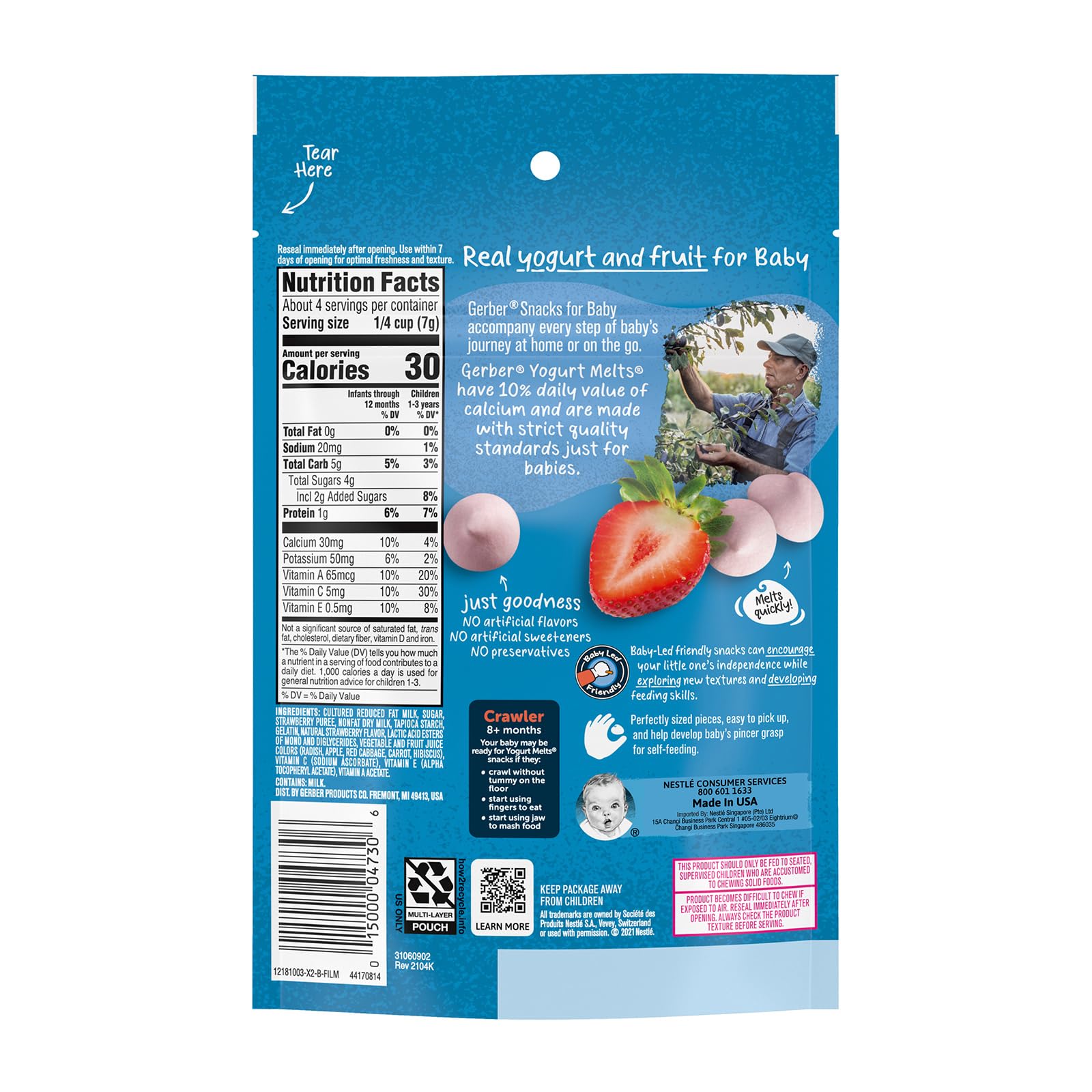 Gerber Baby Snacks Yogurt Melts - Strawberry Flavor, 1 Ounce (Pack of 7) | Healthy Toddler Snacks for On-the-Go, Daycare & Travel