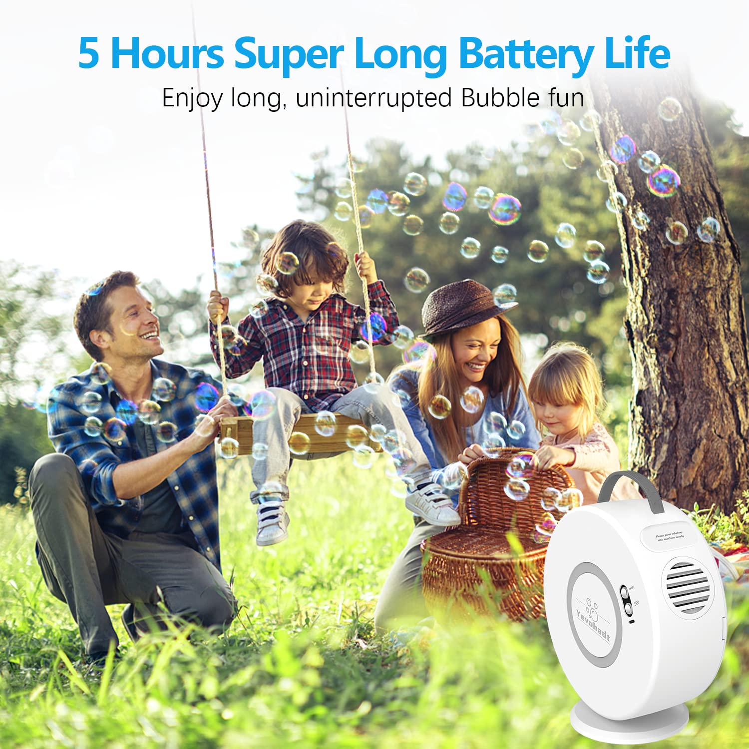 Automatic Bubble Blower for Kids - Rechargeable 360° Rotating Bubble Machine with 90° Tilt, Electric Bubble Maker Toy for Toddlers Age 3-5 | Perfect for Outdoor Play, Birthday Parties, Weddings & Backyard Fun