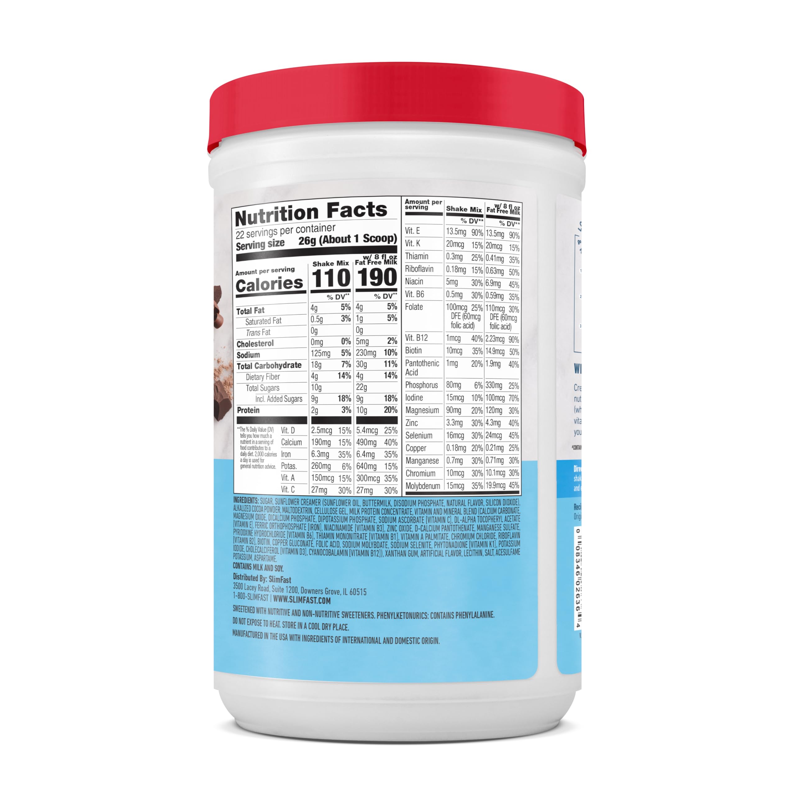 SlimFast Meal Replacement Shake Powder - Original Rich Chocolate Royale, 10g Protein, 22 Servings (Packaging May Vary) | Weight Loss & Healthy Breakfast Solution for Busy Lifestyles