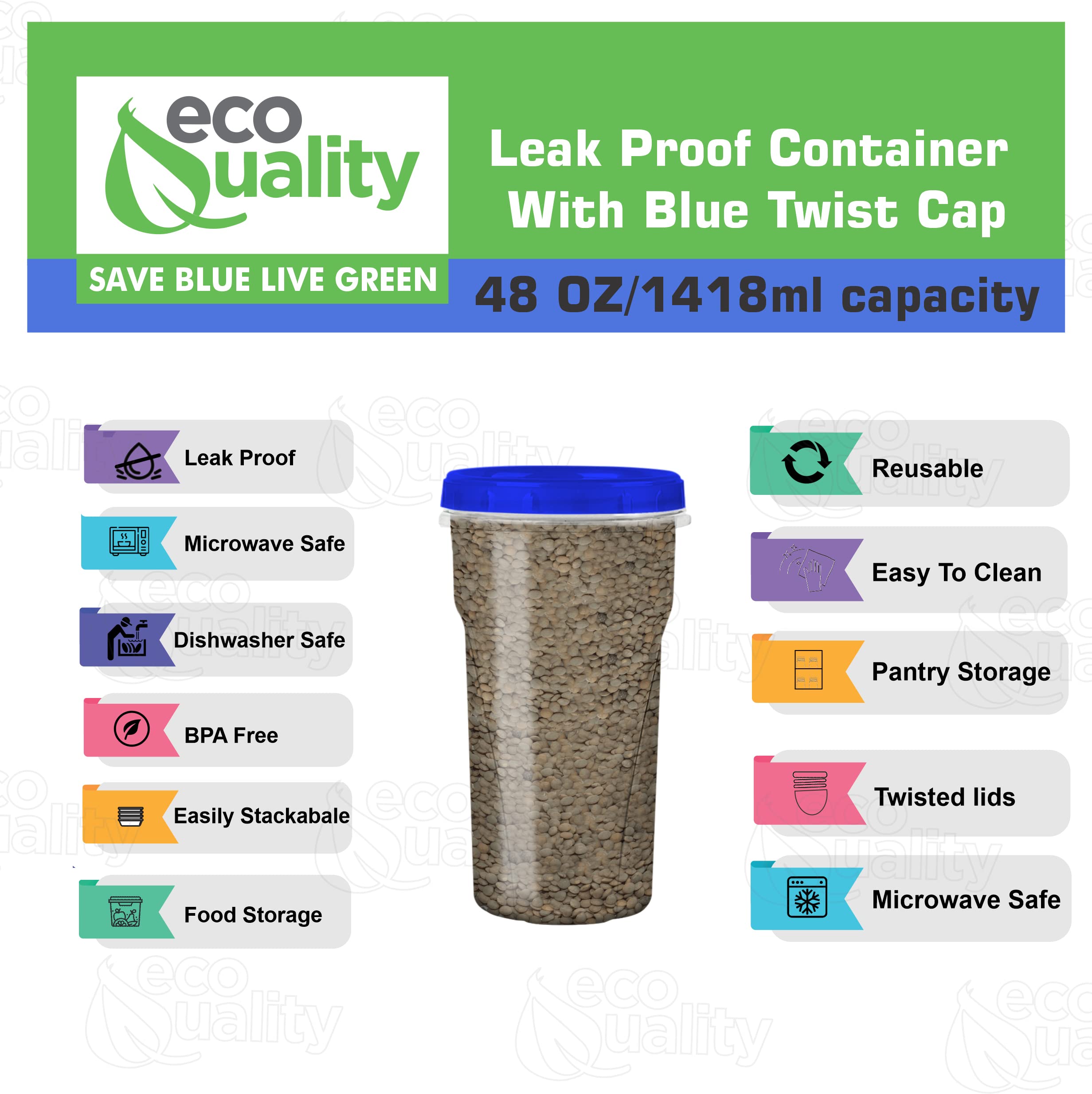 (24 Pack) 48oz BPA-Free Airtight Food Storage Containers with Twist Seal Lids - Leakproof Reusable Plastic Meal Prep Canisters for Snacks, Lunch & Leftovers | Stackable & Dishwasher Safe | Perfect for Home, Office & Picnics