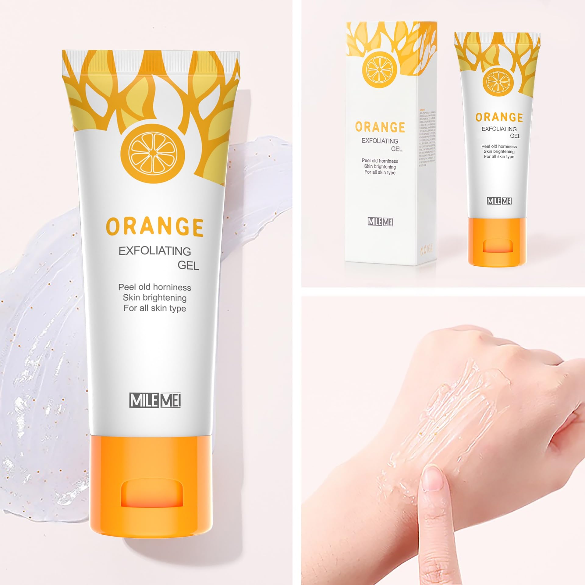 2 Pack Orange Exfoliating Gel for Face & Body - Deep Cleansing Scrub with Moisturizing Properties | Gentle Skin Renewal for Daily Skincare Routine & Spa Treatments