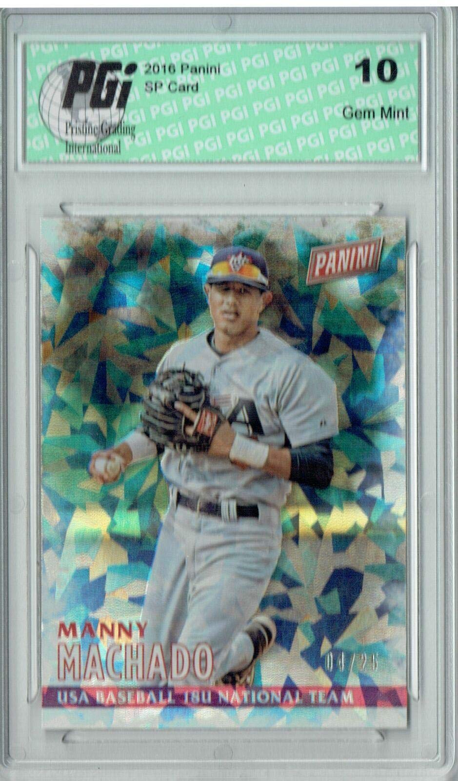 2016 Panini Manny Machado #25 Cracked Ice SP Baseball Card - PGI 10 Graded, Limited Edition of 25 - Perfect for Collectors & Sports Memorabilia Displays