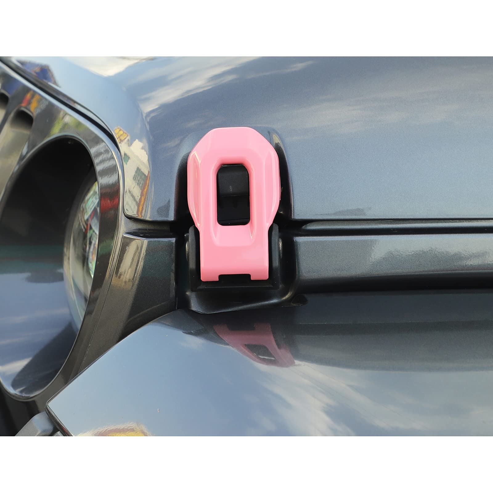 CheroCar Jeep Hood Lock Latches Cover & Catch Brackets - Exterior Accessories & Decoration Stickers Compatible with 2018-2021 Jeep Wrangler JL/JLU & 2020-2021 Gladiator JT (Pink) - Off-Road Protection & Style Upgrade