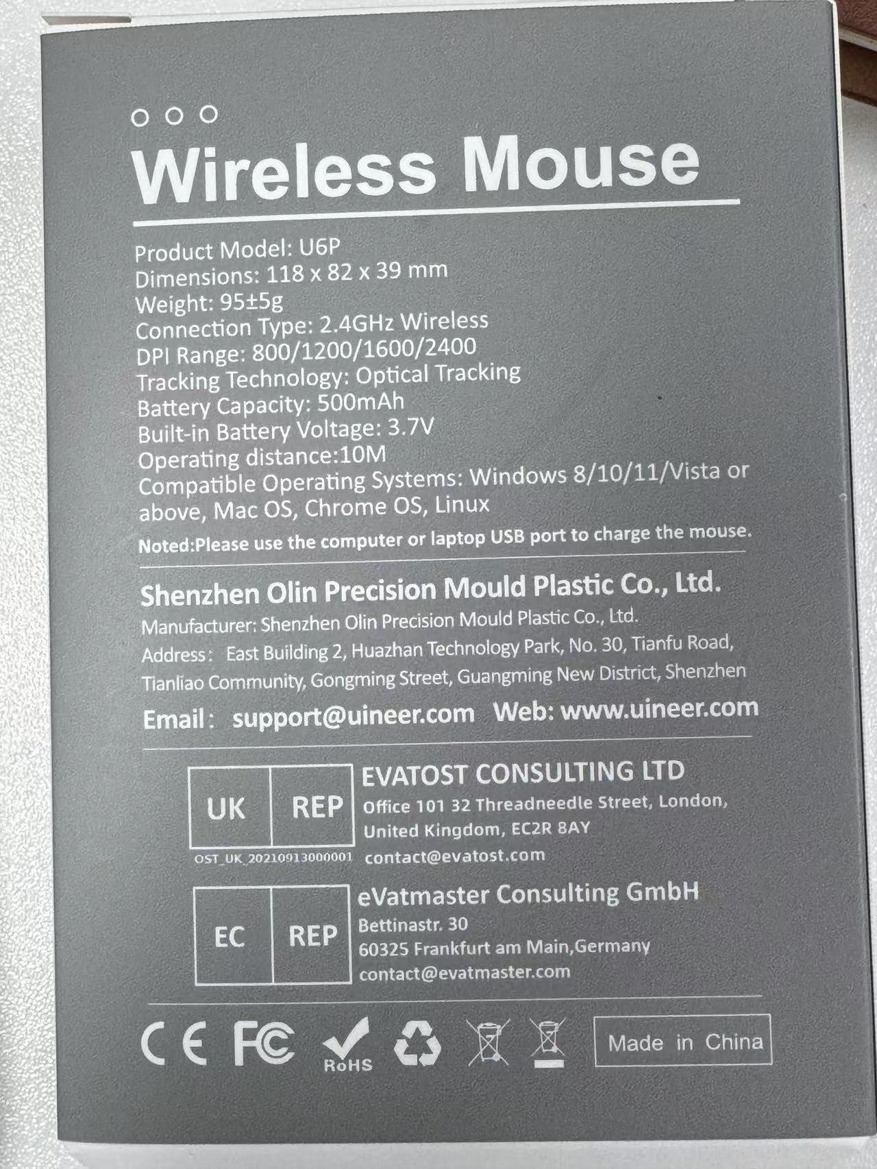 Upgraded Wireless Mouse with Visible Battery Display, Rechargeable 2.4G USB Optical Mouse, 4 Adjustable DPI Levels, Ergonomic Design for Laptop, PC, Computer - White and Blue - Perfect for Office, Home, and Gaming