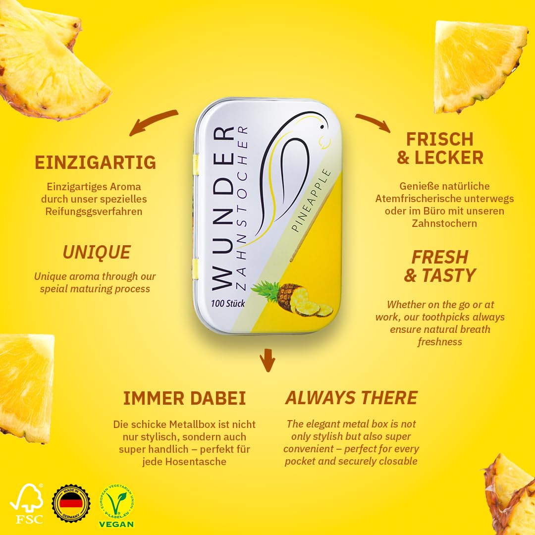 Wonder Toothpick - Flavored Toothpicks for Fresh Breath & Nail Biting Prevention | Sugar-Free, Vegan Teeth Cleaning On-The-Go | Perfect for Travel, Office & After Meals